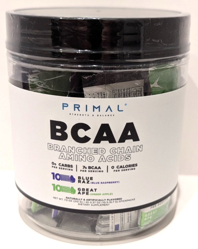 Primal BCAA Variety Pack, 7g BCAAs, 20 Packs, Blue Raz & Green Apple, Exp. 9/26