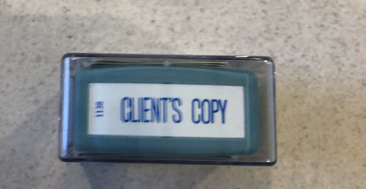 X-Stamper Message Tile Stamp, Clients Copy, Pre-Inked One-Color, Blue 1138
