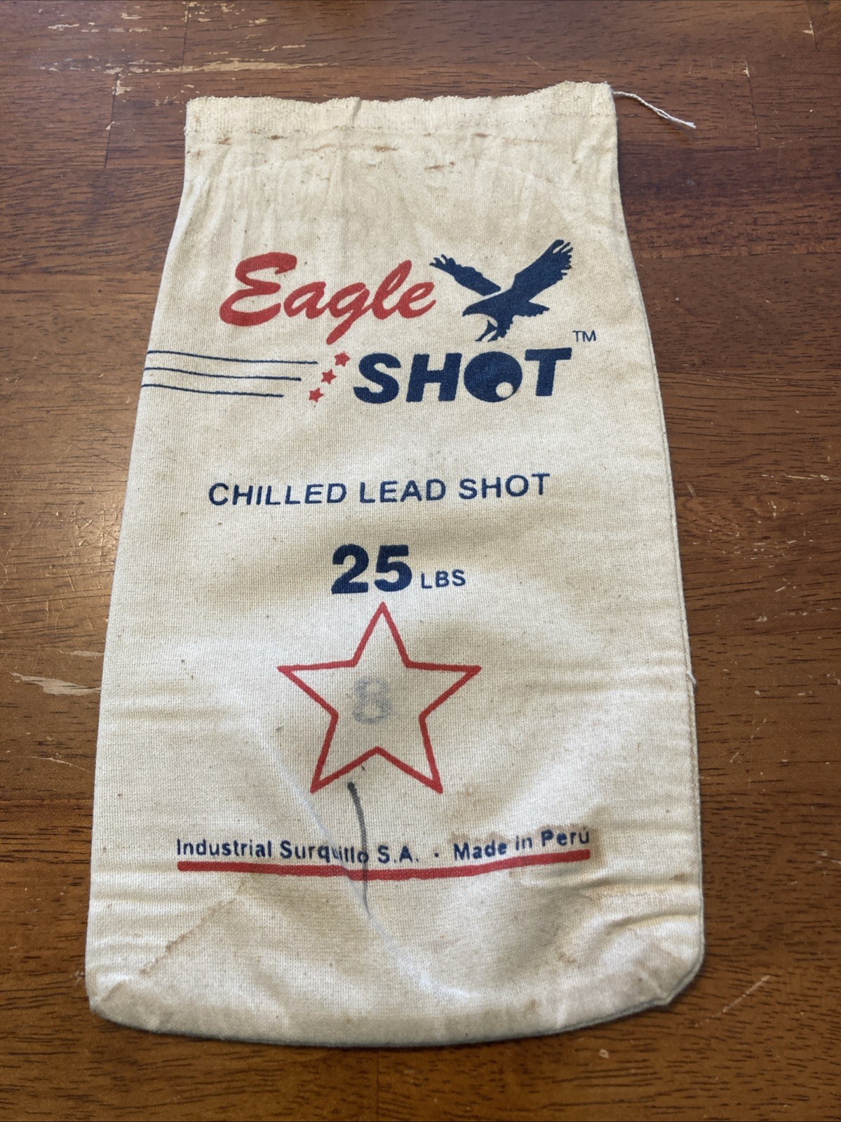 Eagle Shot Magnum Lead Shot 25lb Bag Size 8 Reloading Hunting Peru Empty Canvas