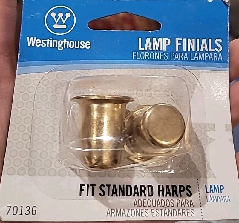 Westinghouse #70136 Brass Finish Lamp Finials 1" Fits standard harps