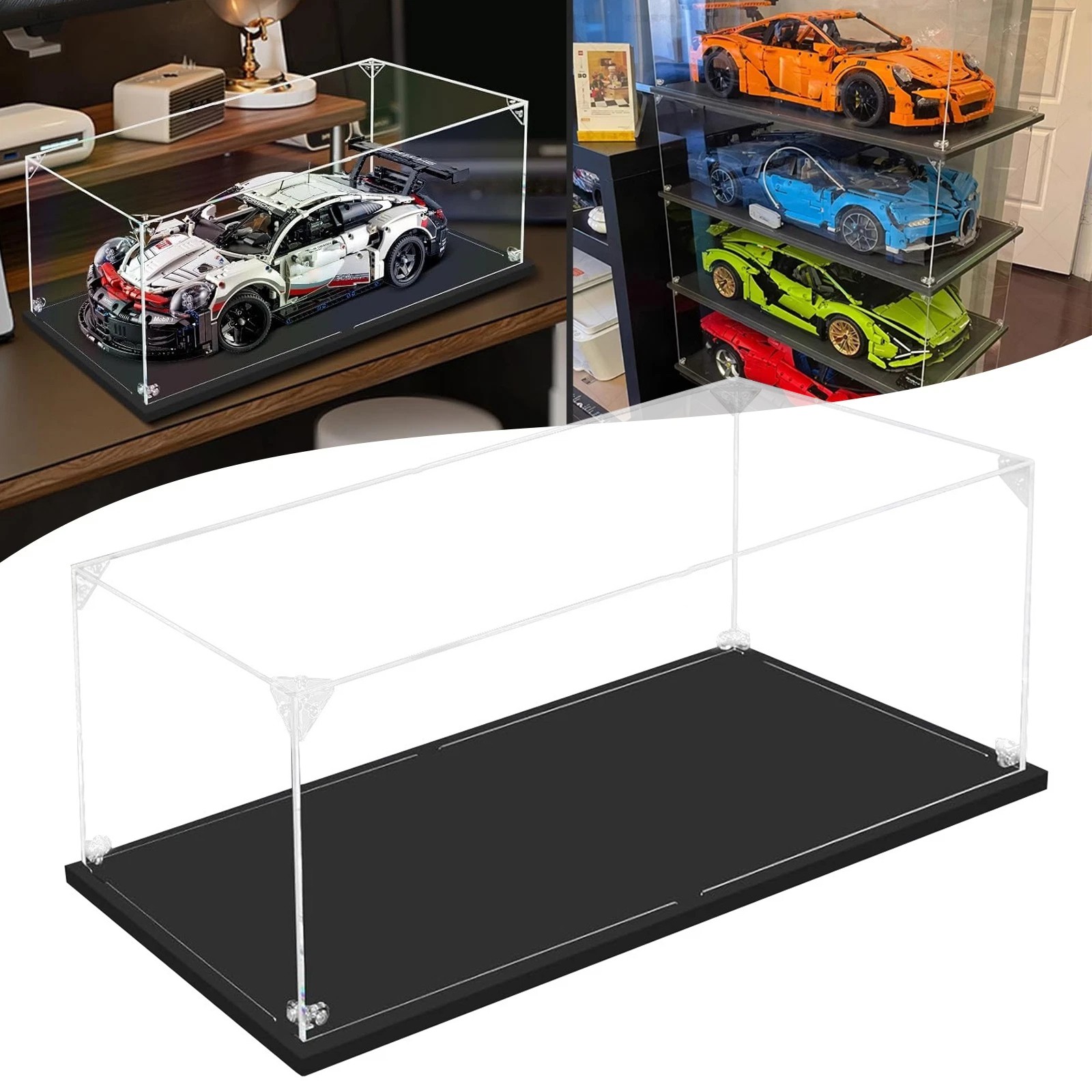 Acrylic Display Case for 1:18 Diecast Car Model Storage Box Dust Proof Glue Free