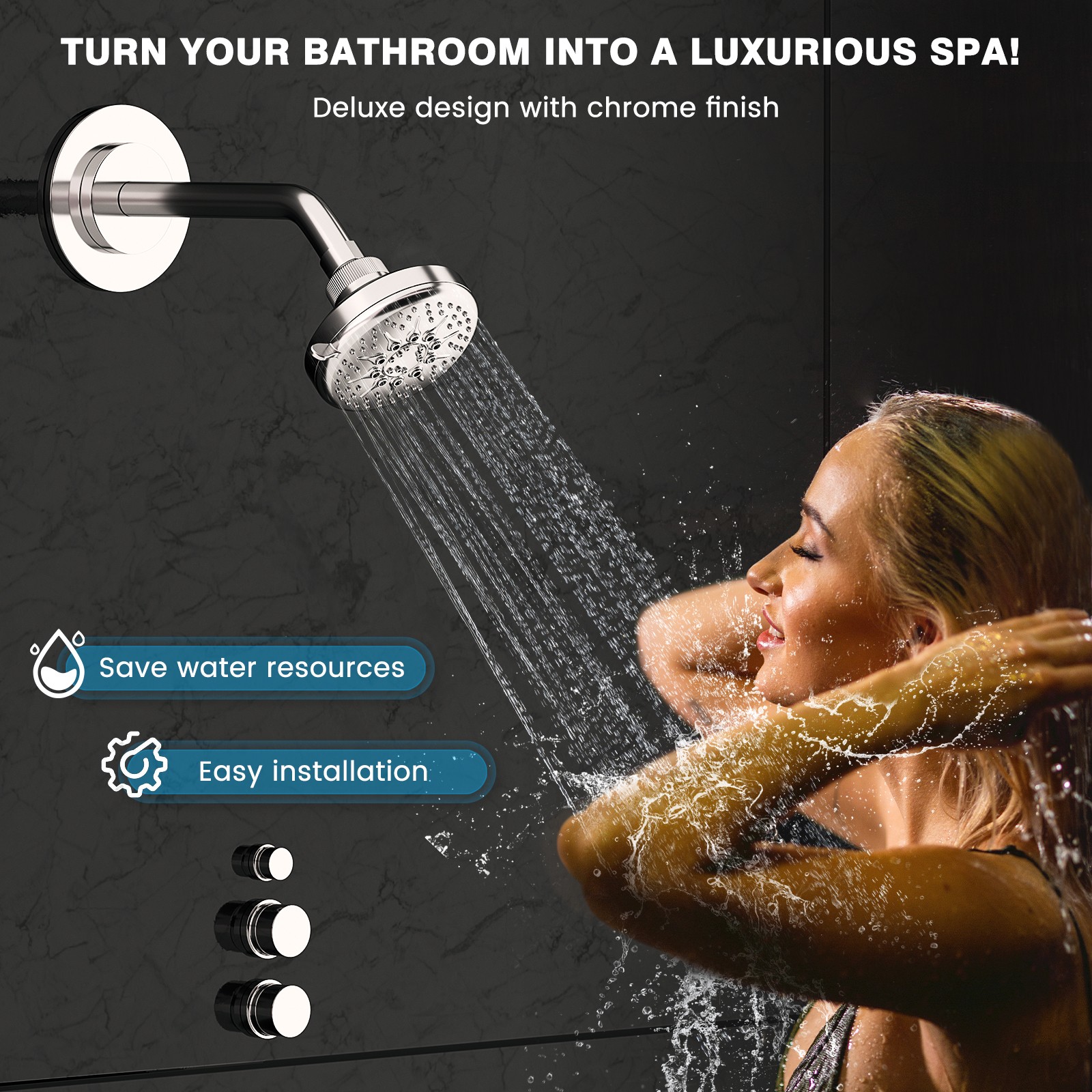 Original Modified HIGH FLOW SHOWER HEAD * 1.75 GPM Soft High Pressure 5 Setting