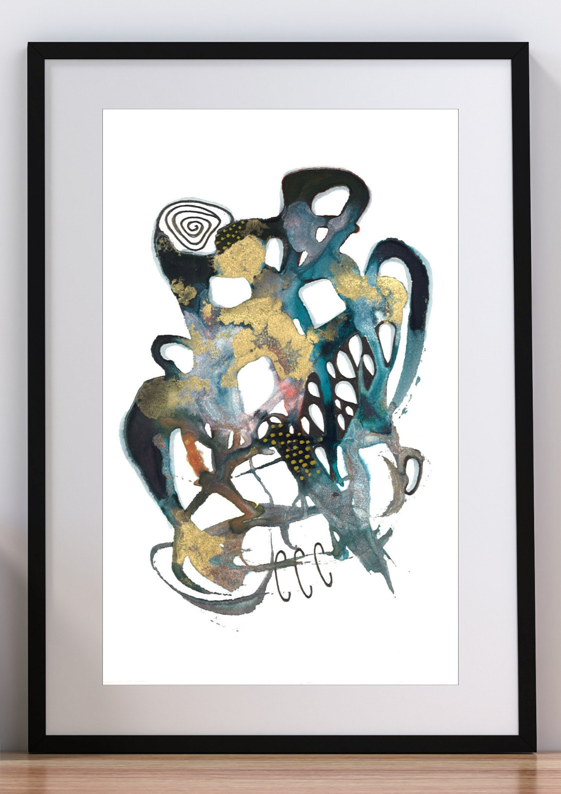 Signed original | Indian acrylic ink | watercolor paper | gold metallic | Mitak