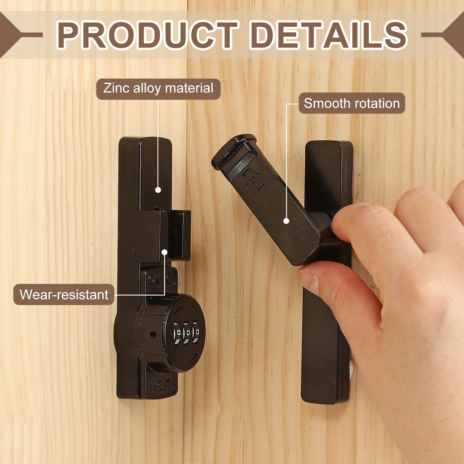 90 Degree Slide Lock with 3 Digit Code for Flip, White