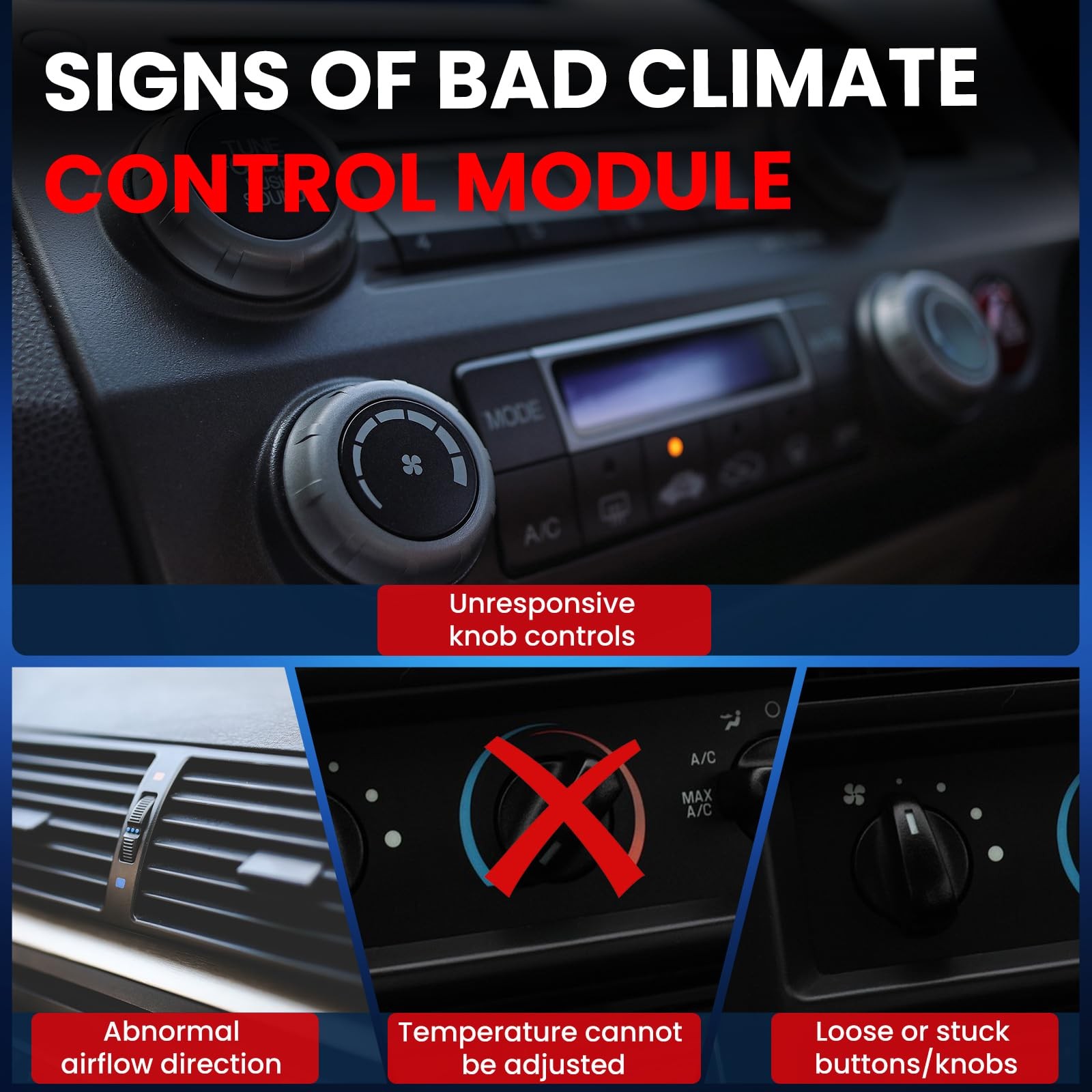 AC Control Panel 11-1225 Compatible with 2001-2005 for Mack CV500/ CV700