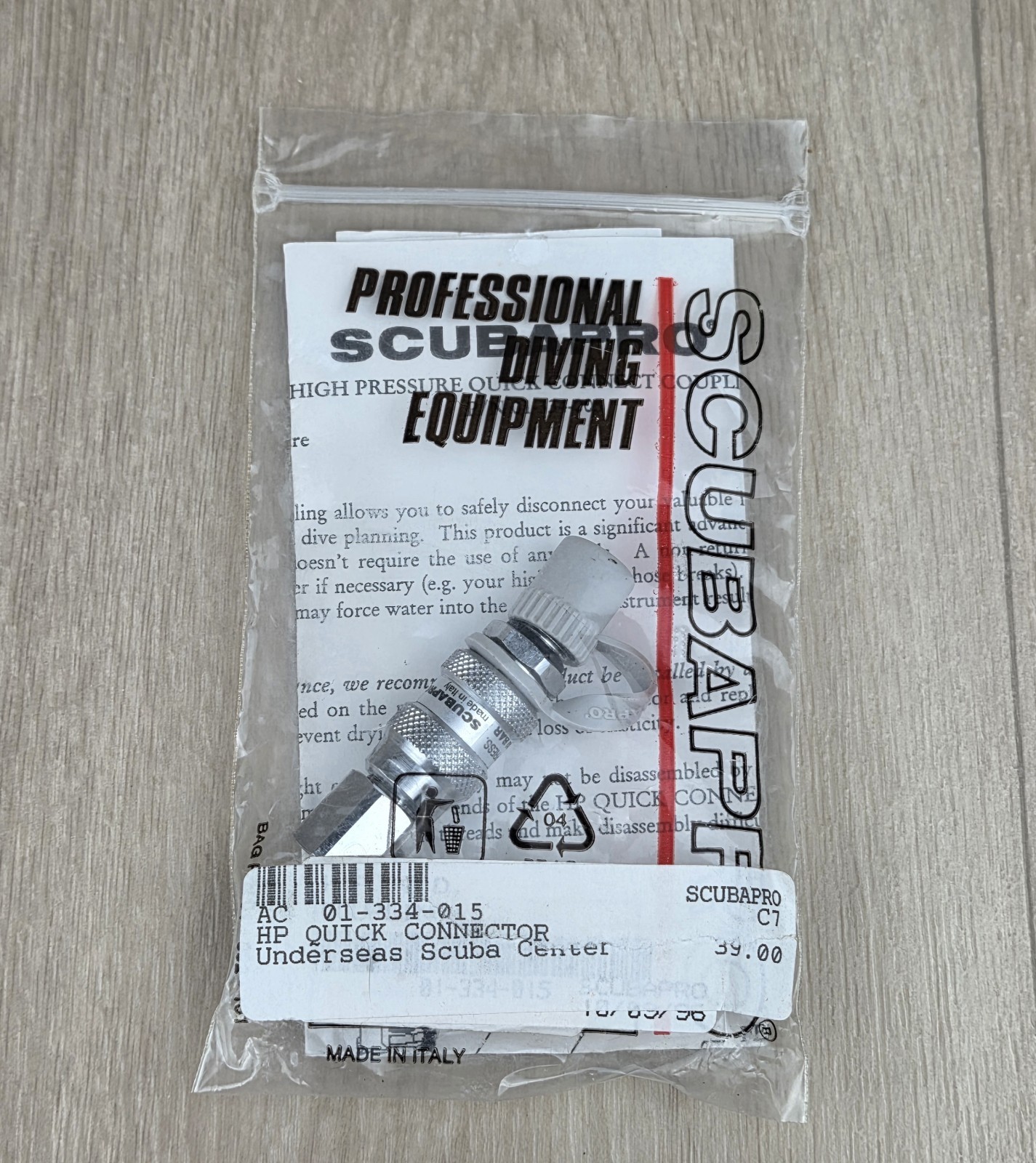 ScubaPro Scuba Dive HP High Pressure QD Quick Disconnect Adapter ITALY Made