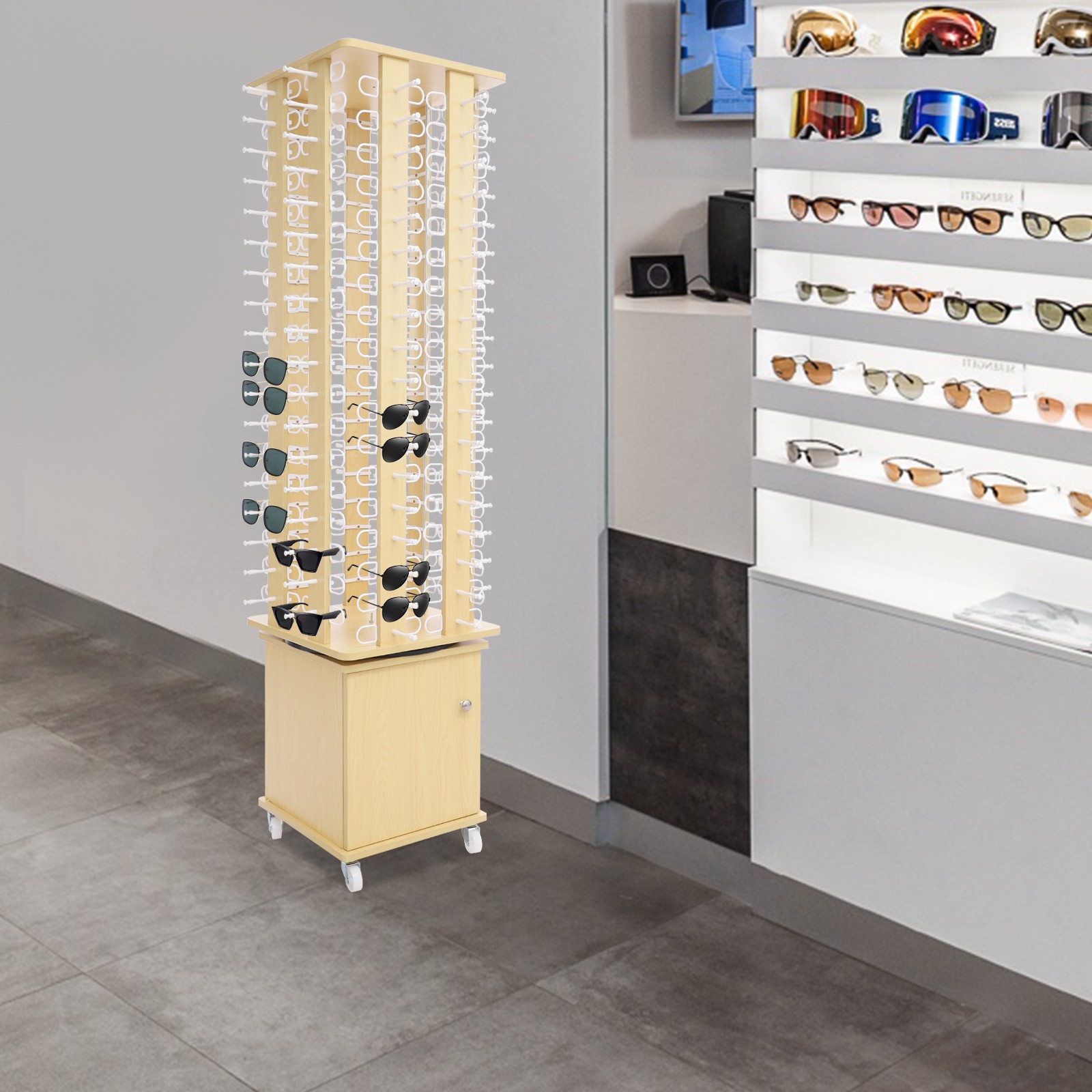 144pcs Sunglasses Eyeglass Display Stand Cabinet Floor Sand Holder Sunglass Rack