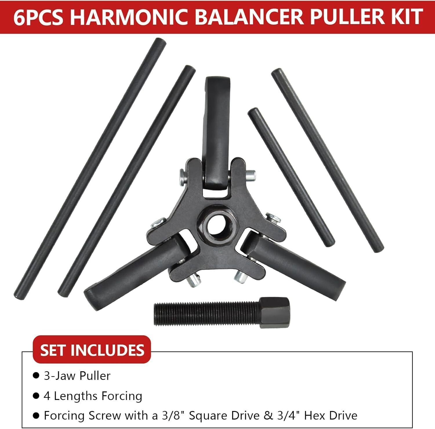 9 PCS Harmonic Balancer Puller Remove Extractor Kit Set Tool Adjustable Upgraded