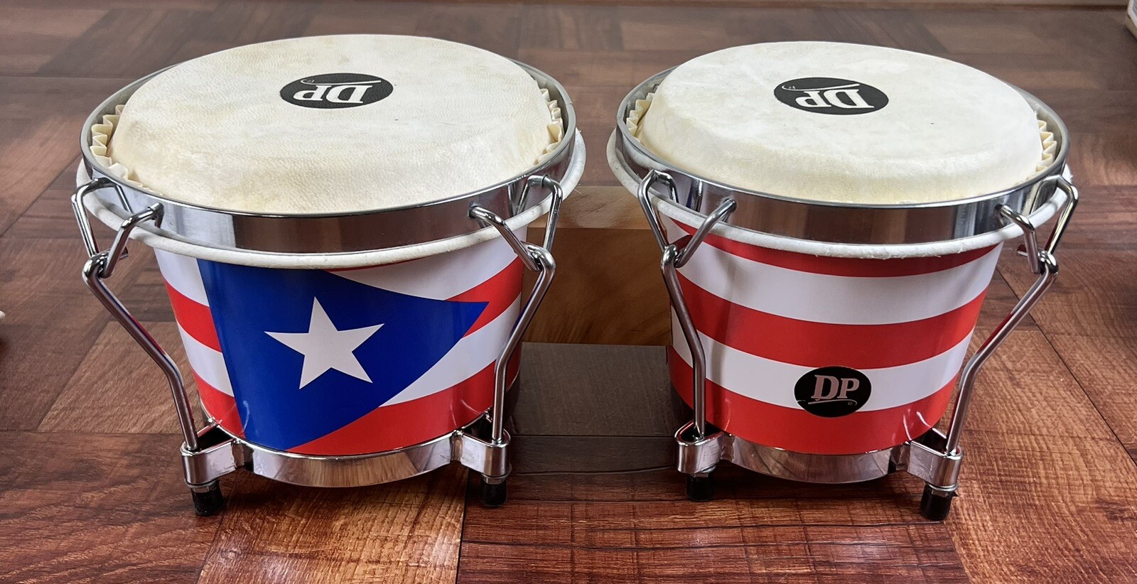 Latin Bongo With The Puerto Rico Flag DP. 6” & 7” Heads.