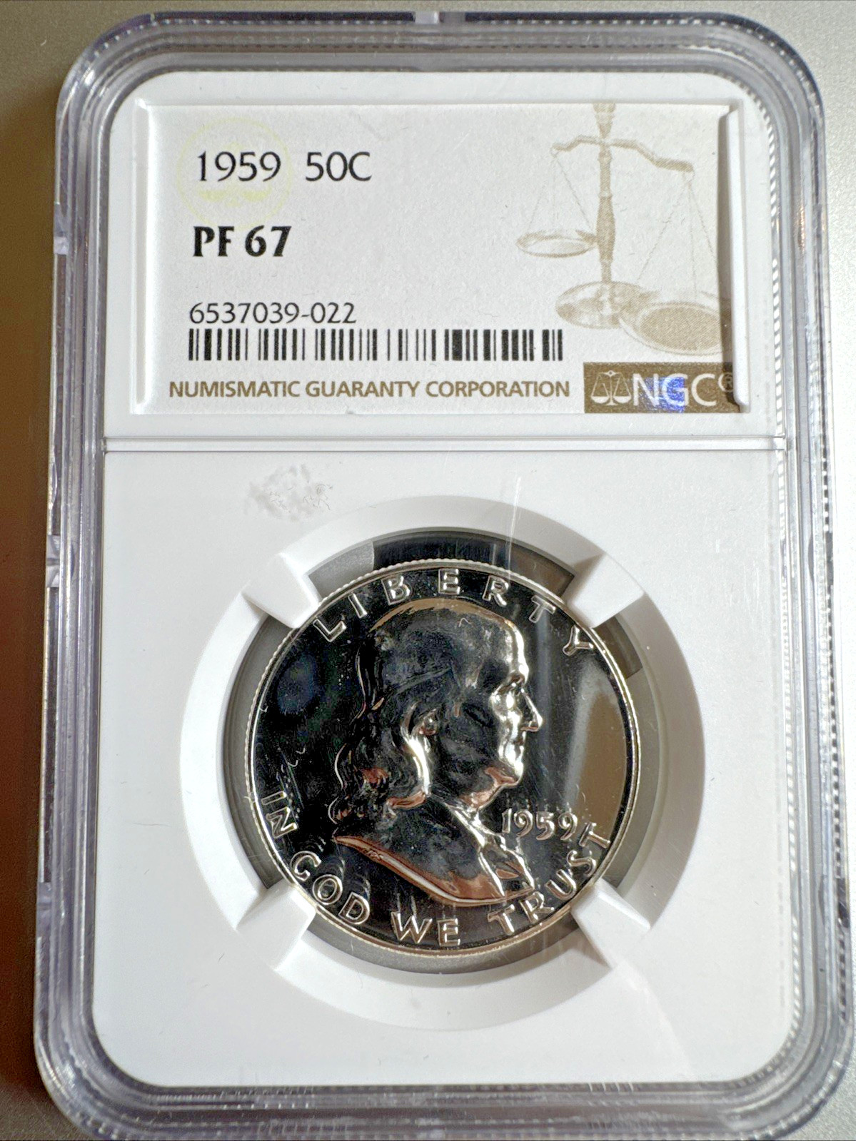 1959 NGC PF 67 Proof Silver Franklin Half Dollar 1/2 S$ 50c