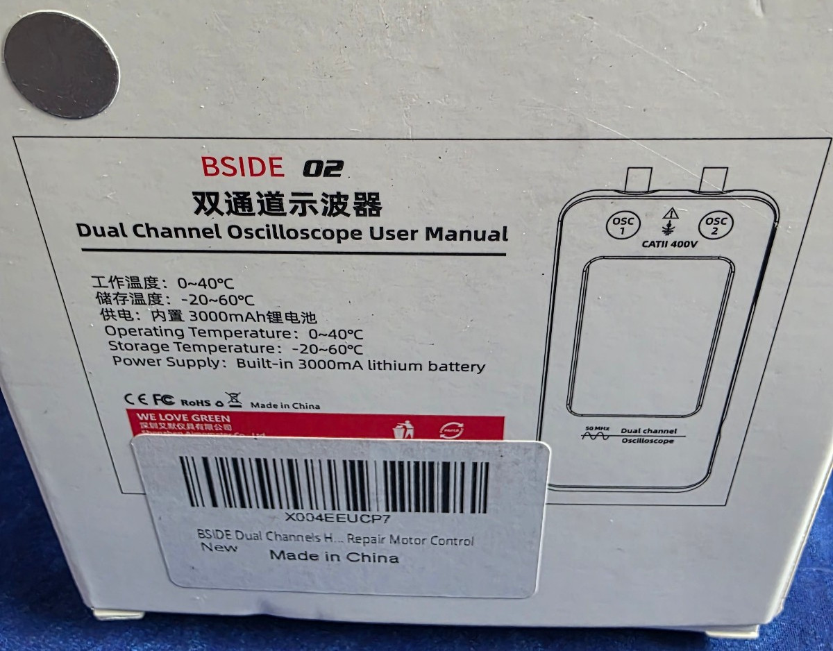 BSIDE Dual Channels Handheld Oscilloscope 50MHz Bandwidth 3.98" Full-Viewing
