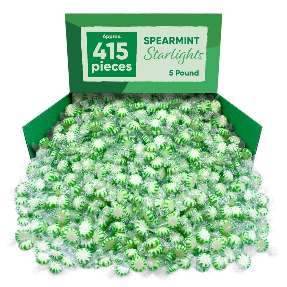 Spearmint Starlight Mints, Individually Wrapped, Bulk Hard Candy (5 Pounds) Deal