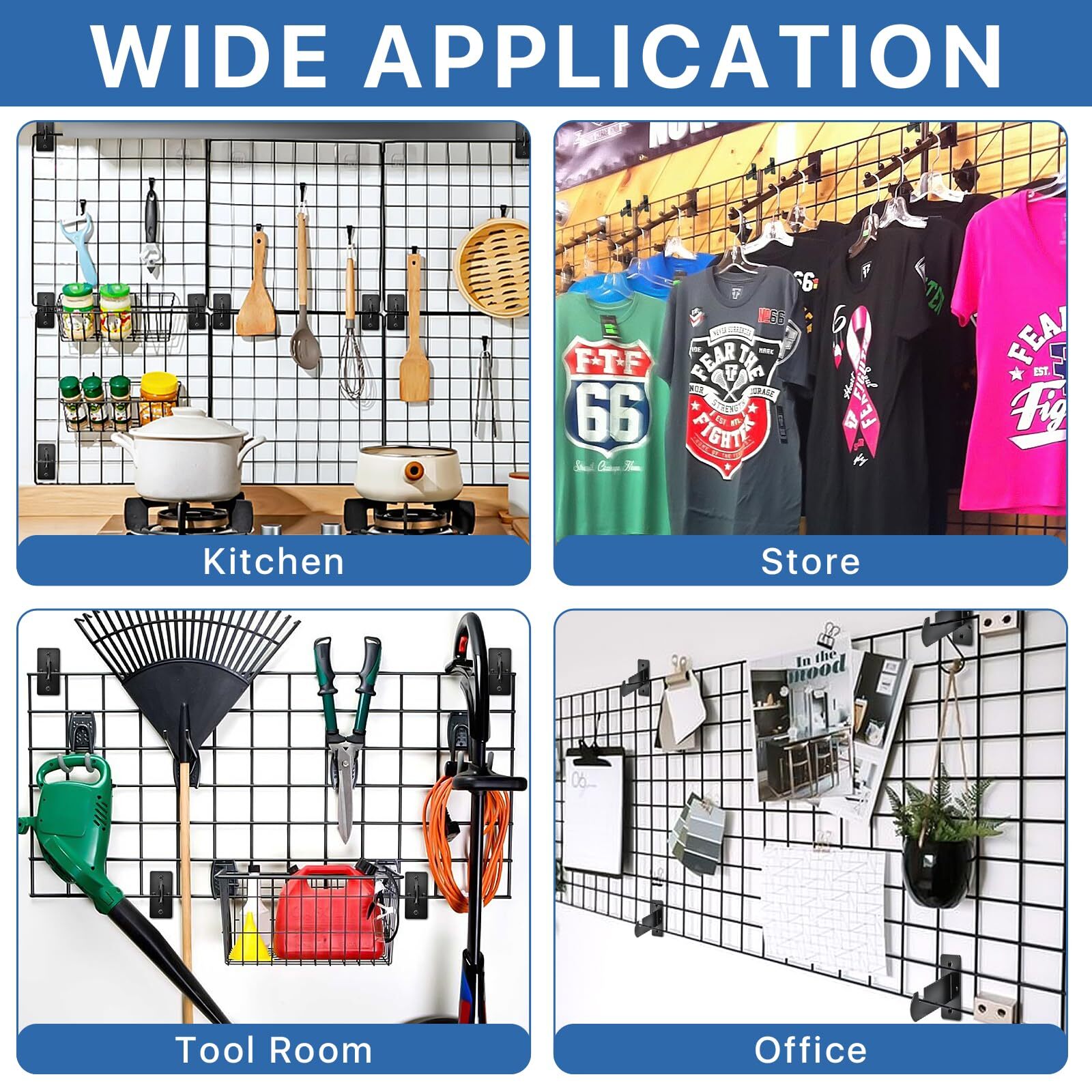 24 Pcs Gridwall Mount Brackets Metal Grid Wall for Grid Panels Black Grid Wal...