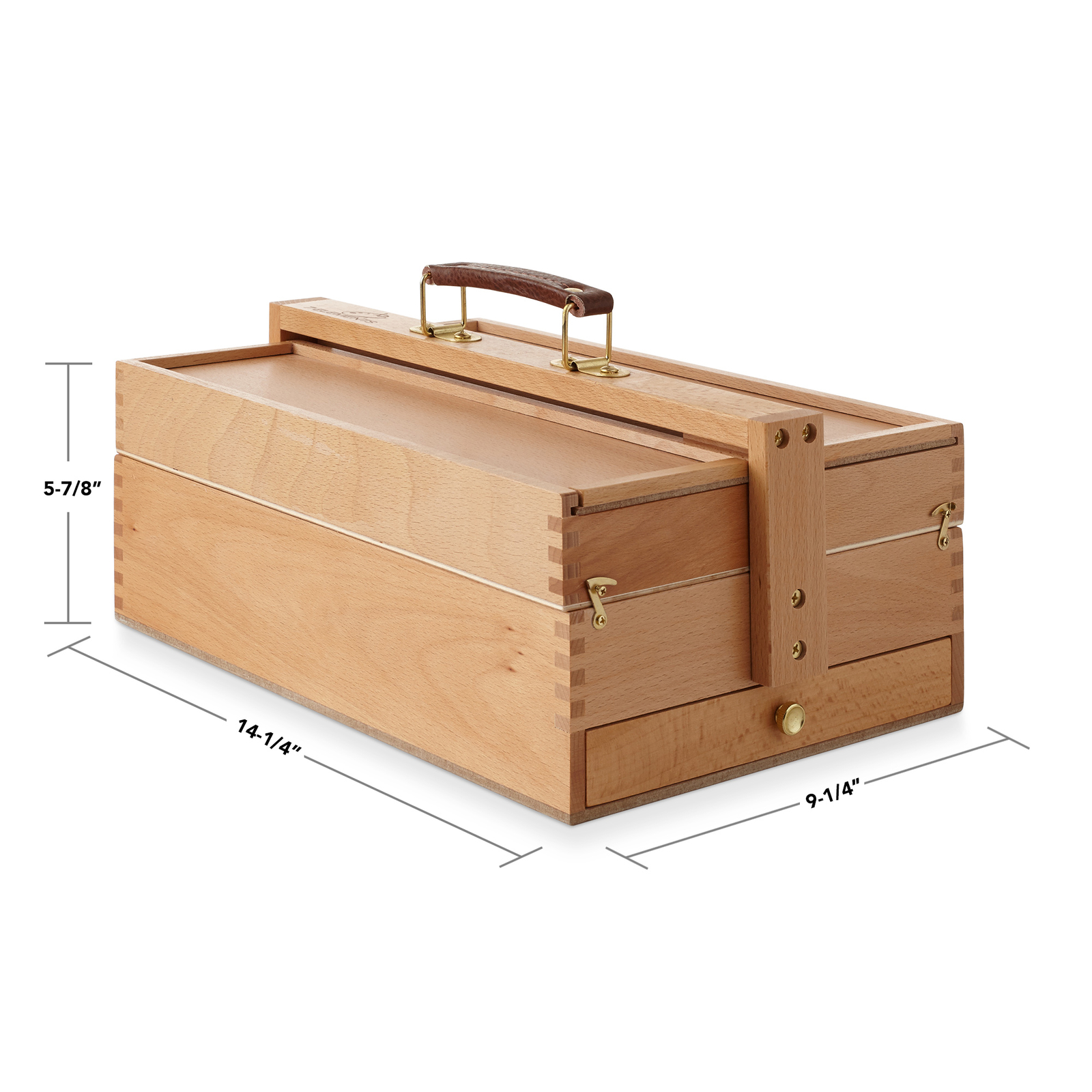 Large Multi-Function Wood Artist Tool and Brush Portable Storage Box Organizer