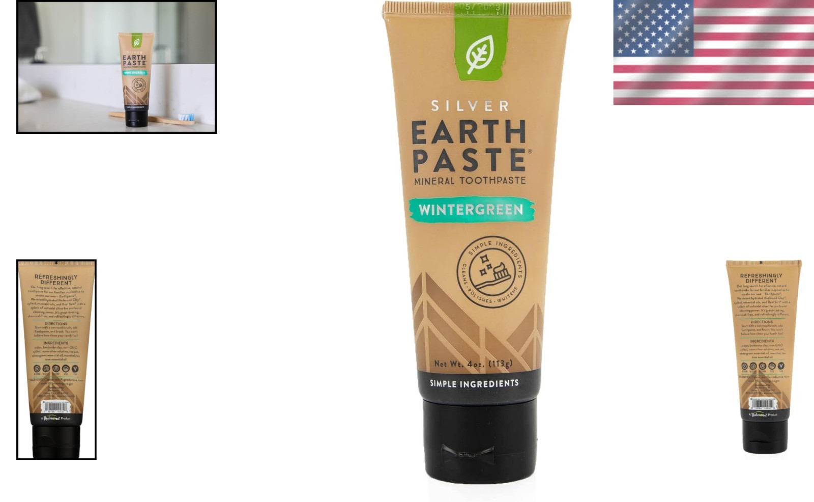 Refreshing Wintergreen Earthpaste with Silver - Chemical-Free 4 oz Toothpaste
