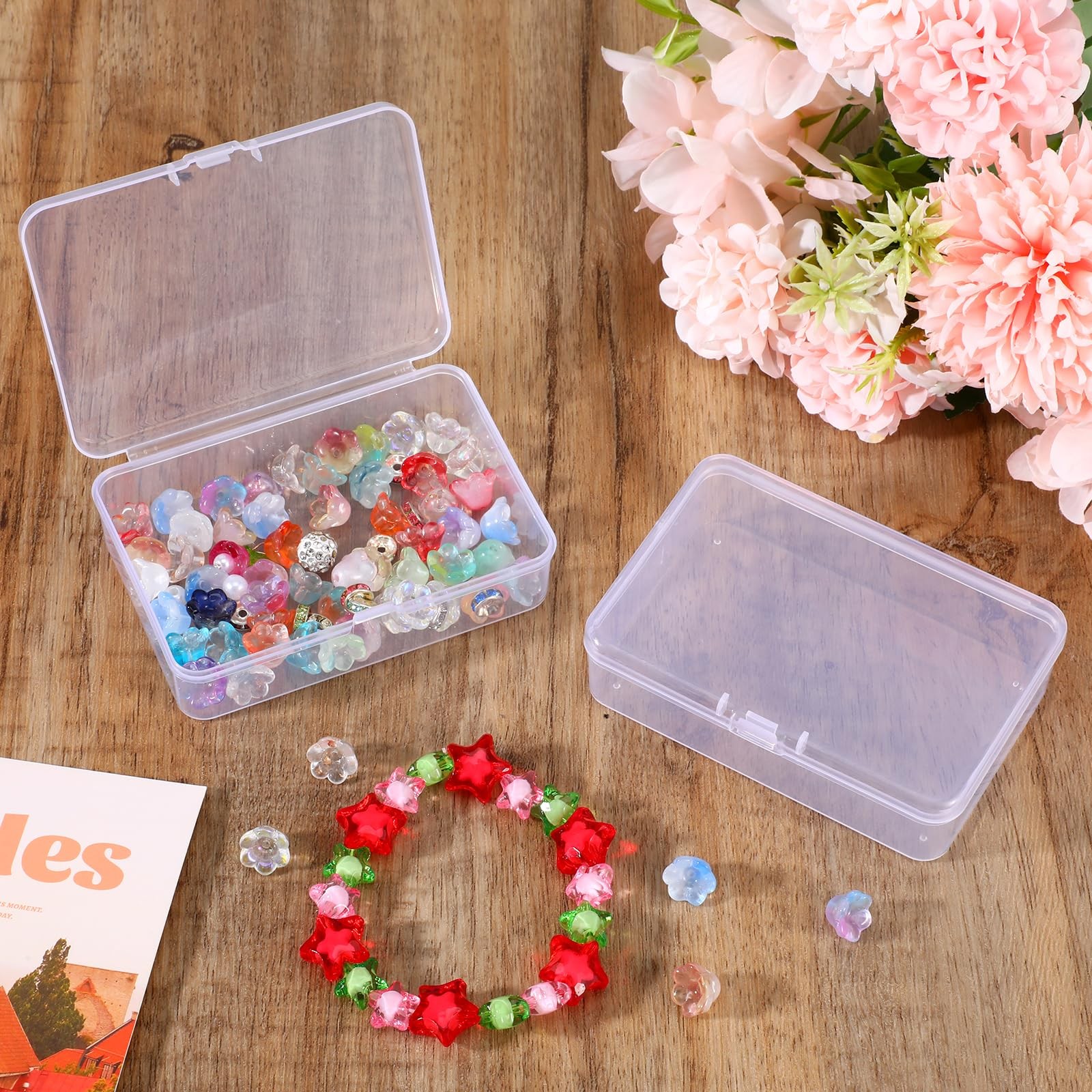 4 Pack Mini Clear Plastic Storage Box with Lid 3.7x2.5x1 Inch Organizer