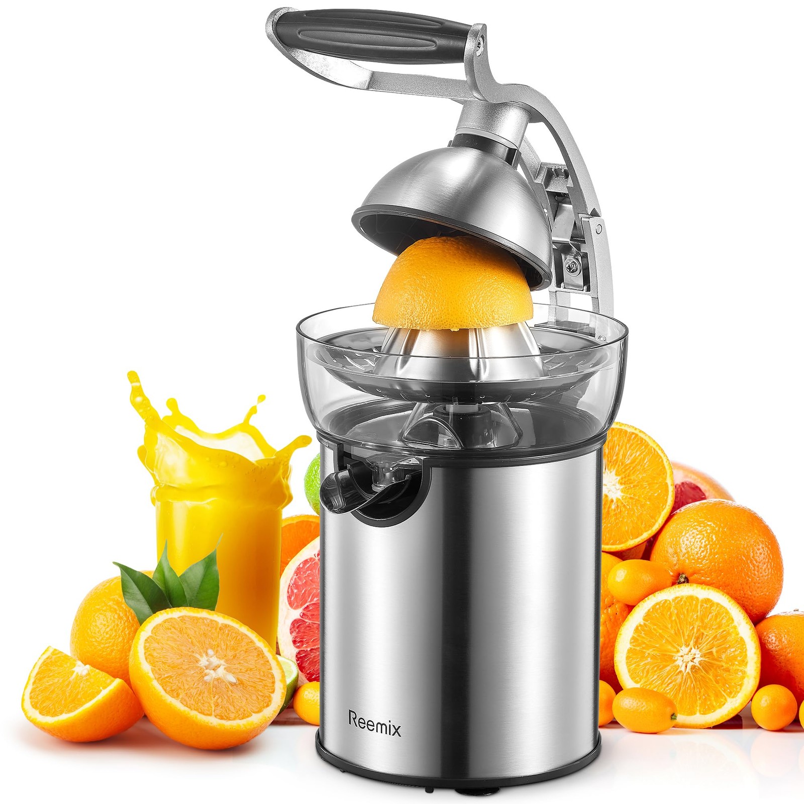 Electric Citrus Juicer Squeezer, Reemix Powerful Orange Juicer with Zine Allo...