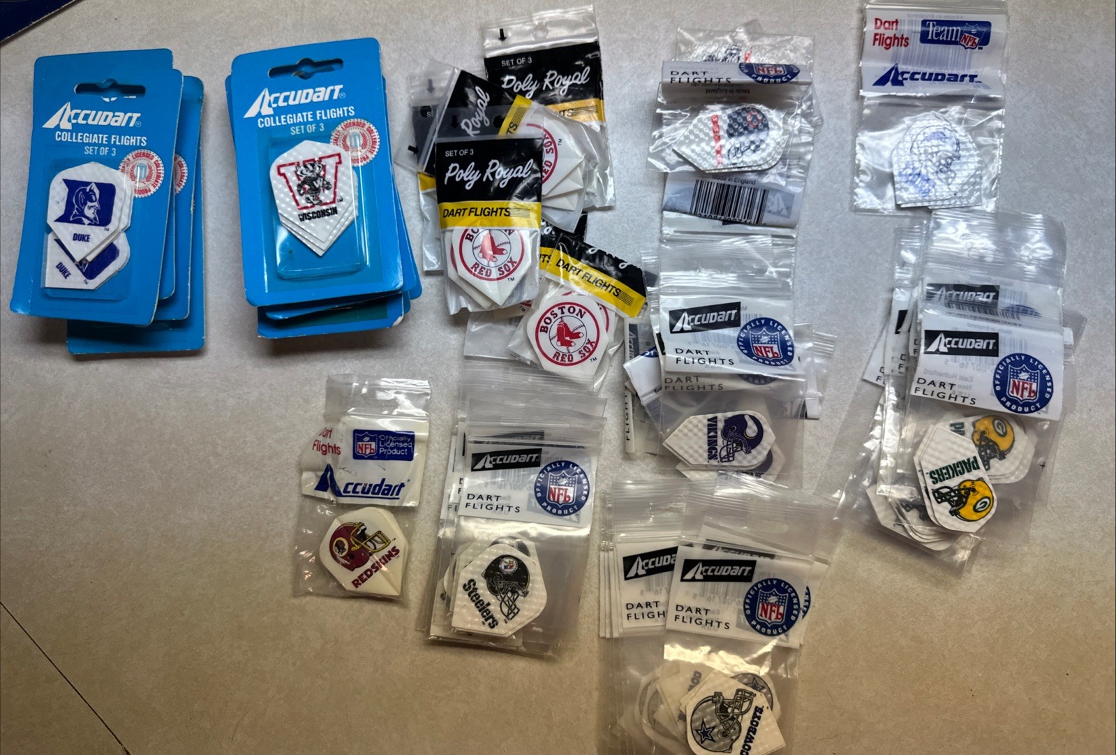 Lot Of 55 Sets Of  3 Accudart Dart Flights NFL NCAA MLB Standard 165 Flights