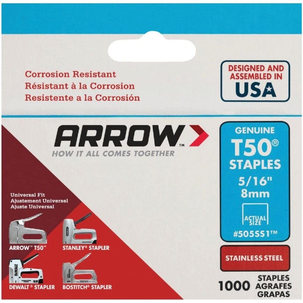 Arrow Fastener 505SS1 Heavy Duty T50 Stainless Steel Staples for Upholstery