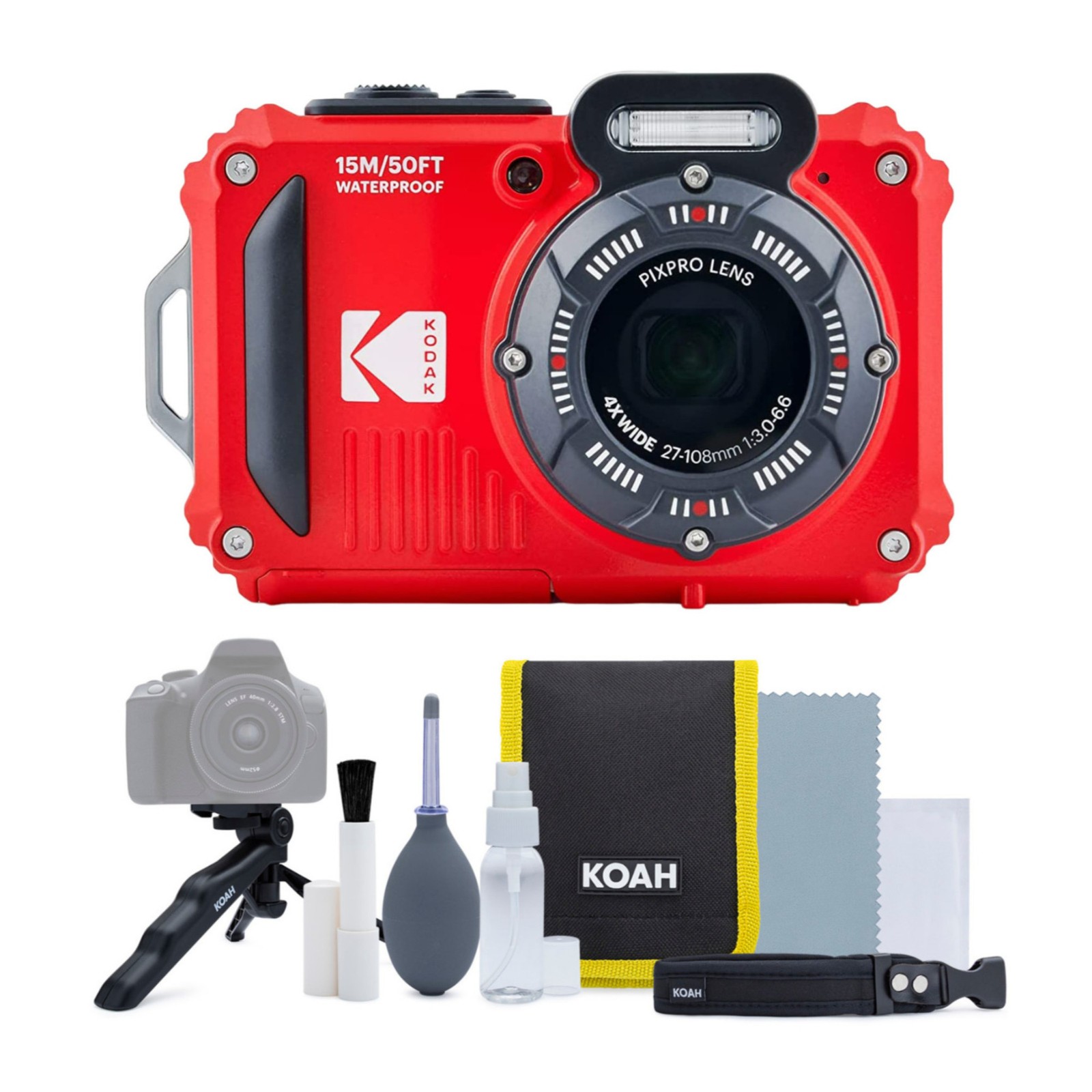 Kodak Pixpro WPZ2 Waterproof Shockproof 16MP 4x LCD Camera Bundle (Red)
