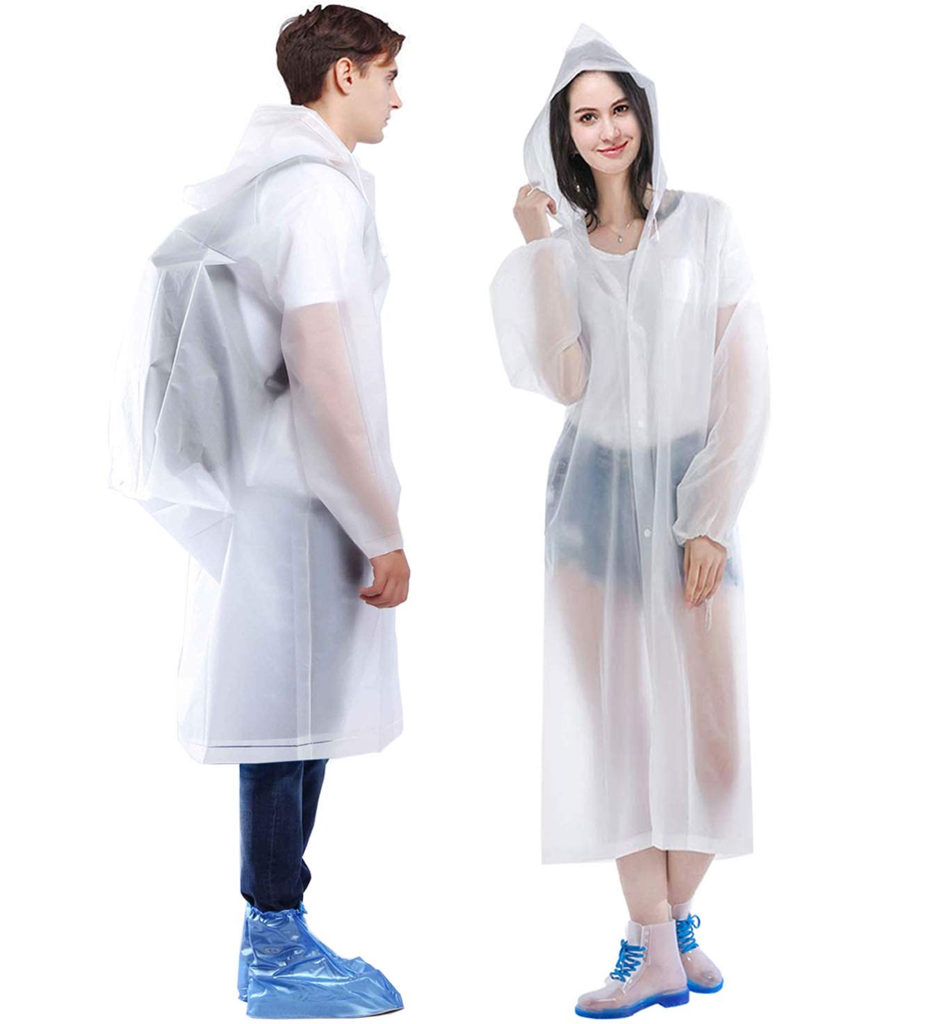 2 Impermeables Para La Lluvia Hombre Mujer Ponchos Con Capucha White Impermeable