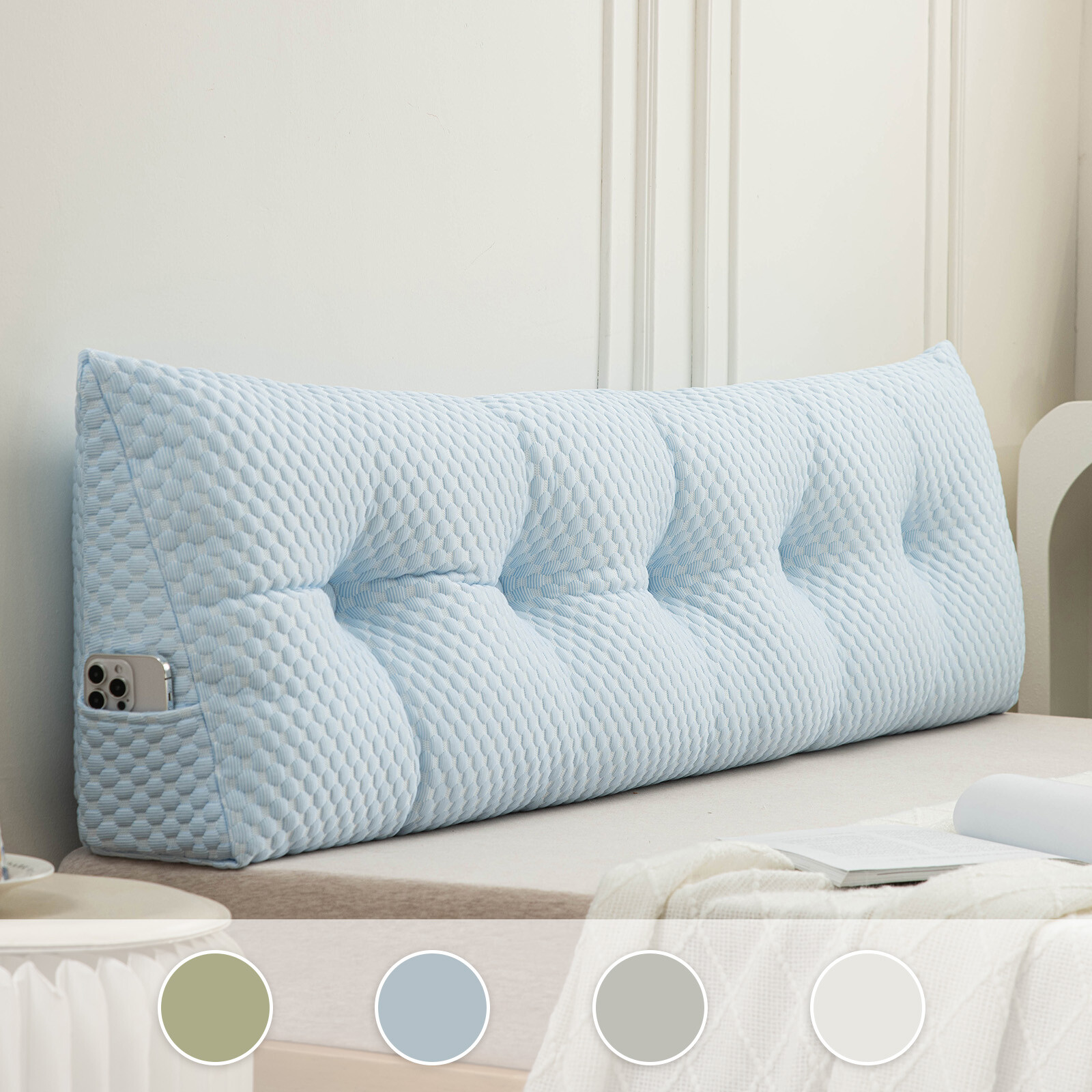 Cooling Wedge Headboard Pillows Backrest Support Cushion Reading Bolster Pillows