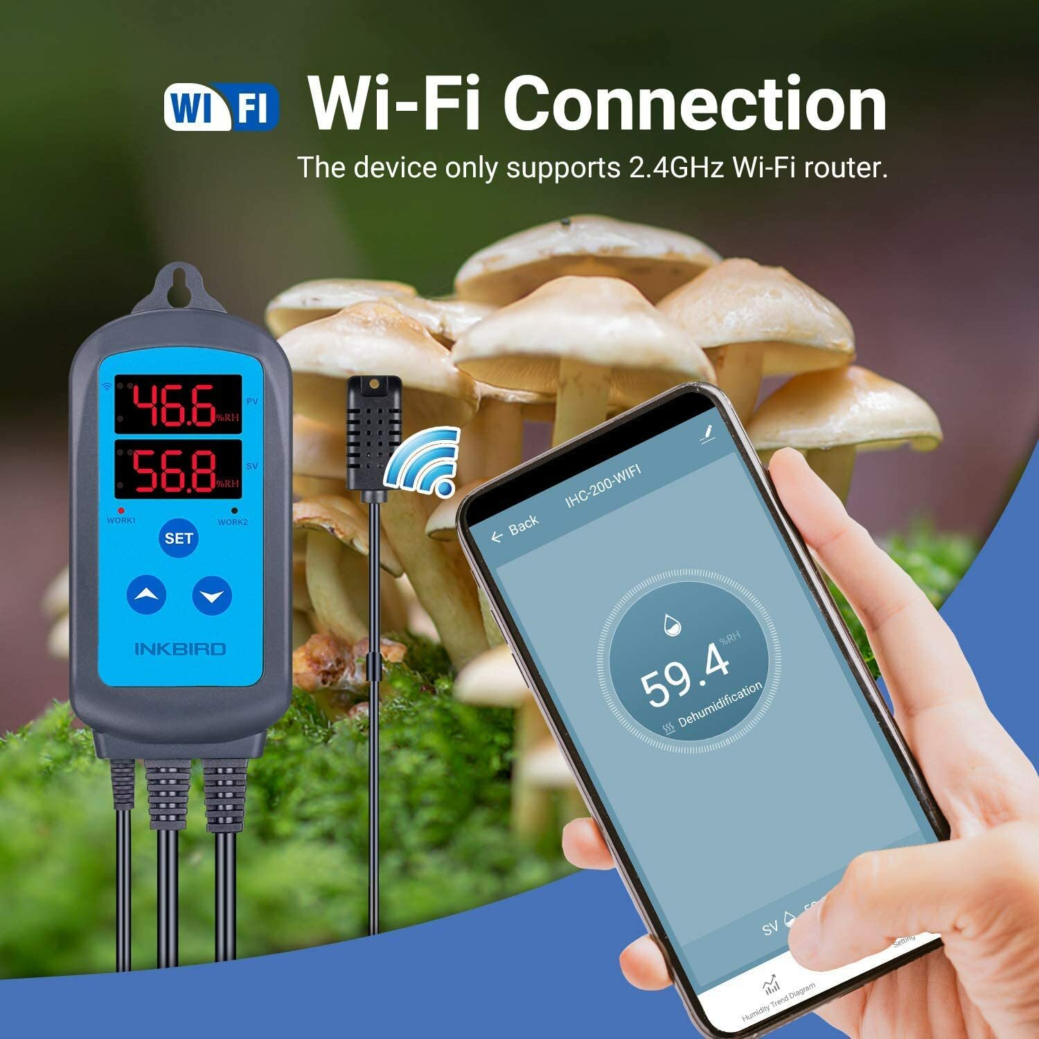 Inkbird Digital WiFi Thermostats ITC-308 Humidity Controller Humidifier IHC-200
