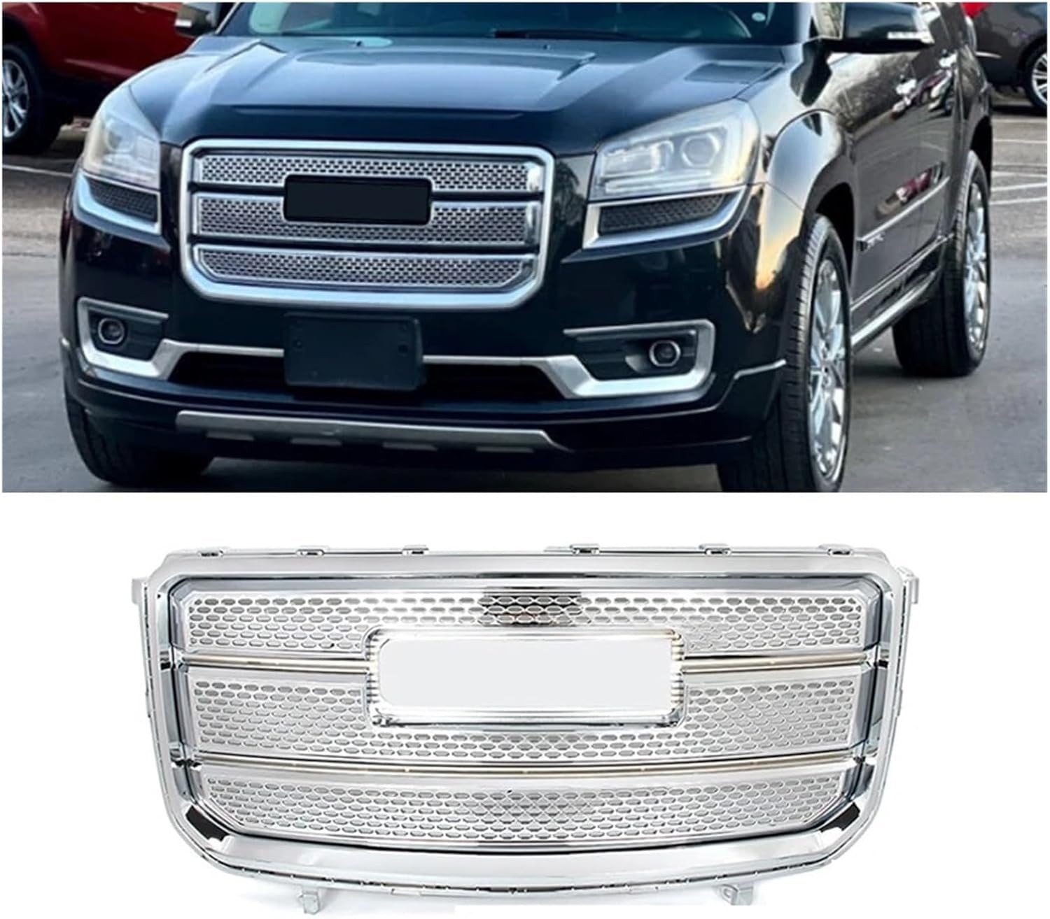 Fit For 2013-2016 GMC Acadia Denali Front Bumper Upper Grille Assembly Chrome