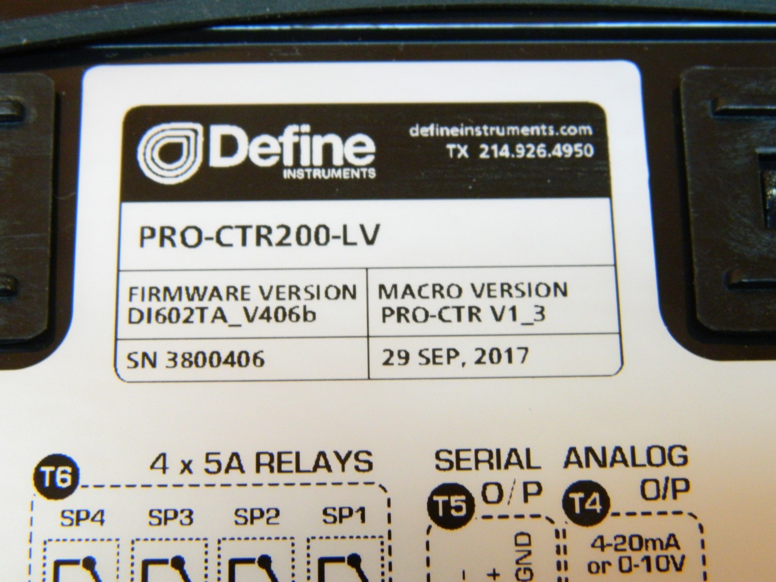 DEFINE INSTERMENTS PRO-CTR200-LV Counter/Rate Batching Controller Low Voltage