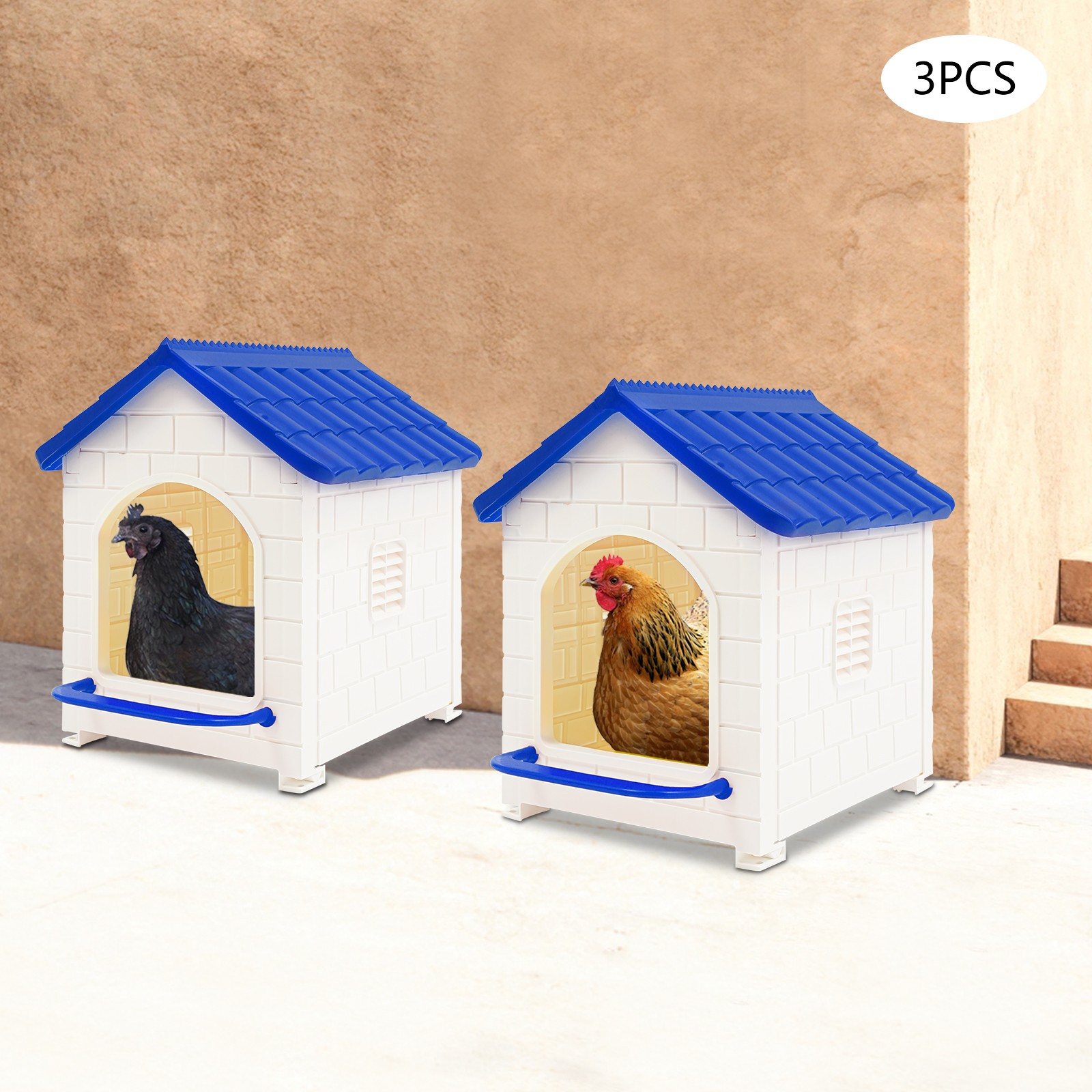 3 PCS Plastic Chicken Nesting Boxes with Nesting Pad for Laying Eggs Modern