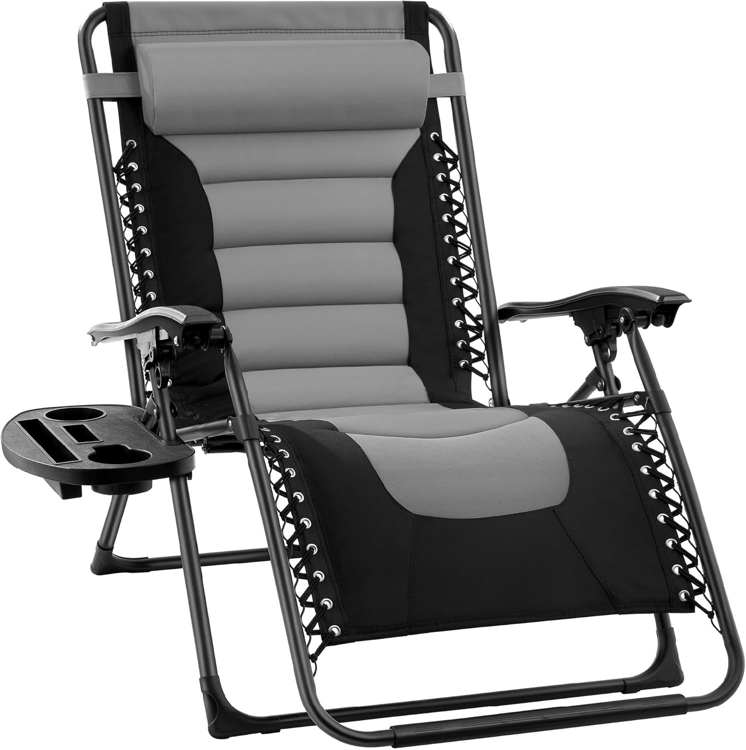 Oversized Padded Zero Gravity Chair, Folding Outdoor Patio Recliner, Gray