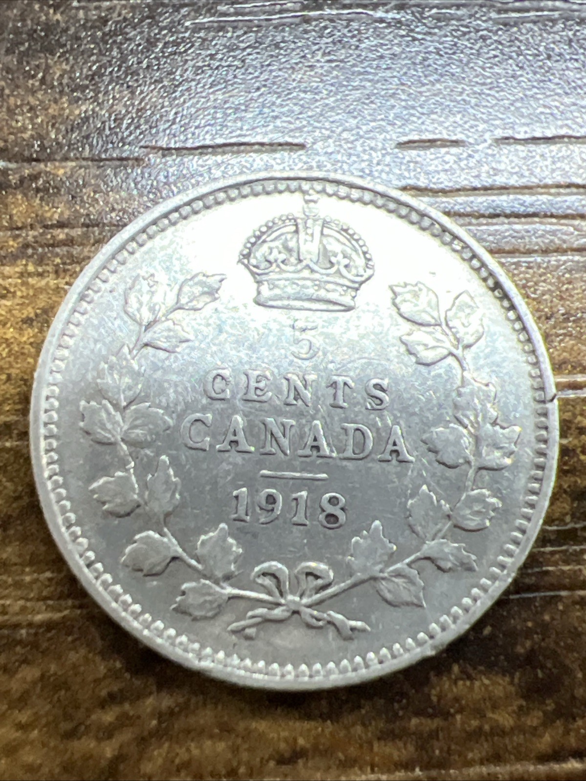 1918 Canada 5 Cents .925 KM#22 Actual Coin Check