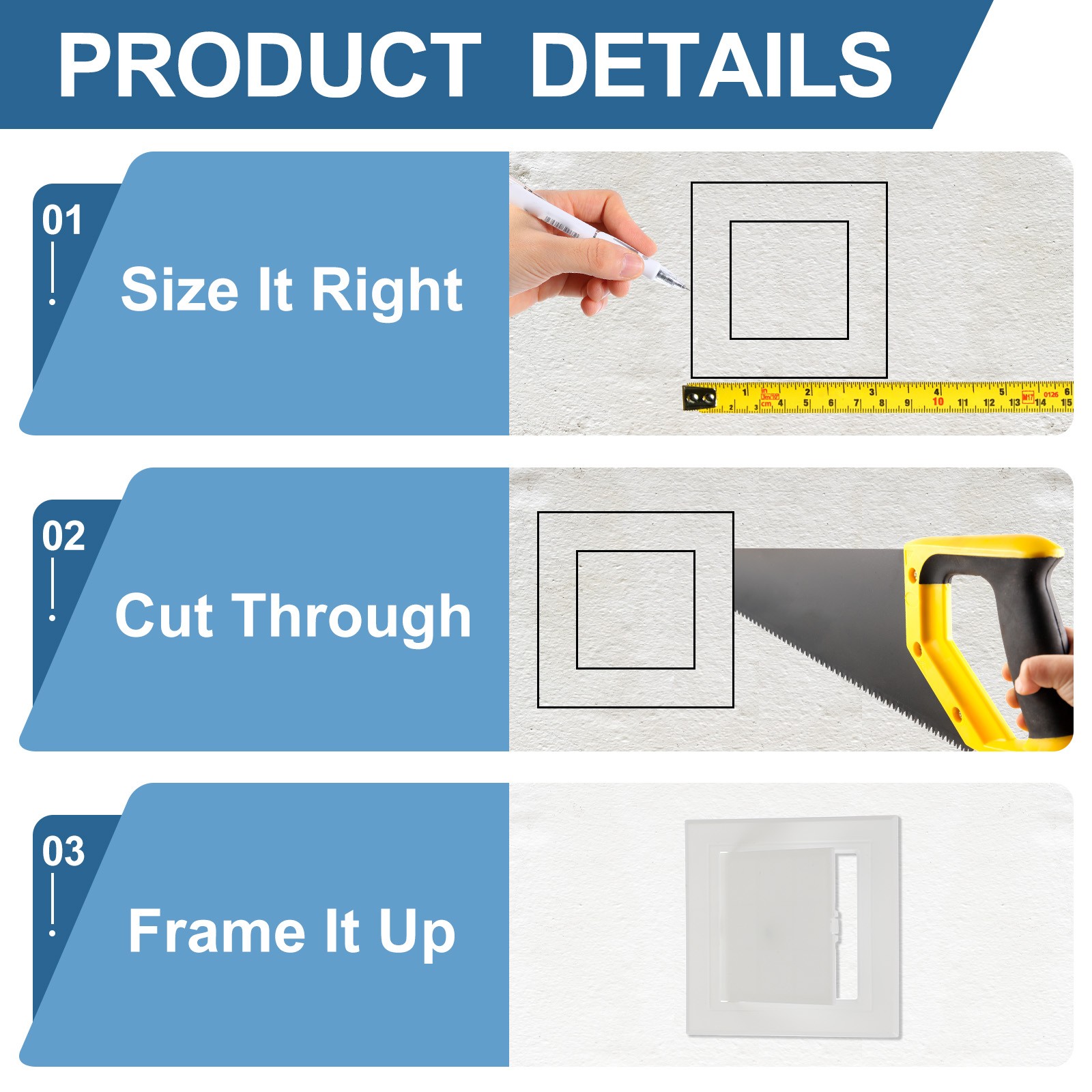 5.91x3.94 Inch(150x100mm) Removable Hinged Access Panel, 3Pcs Access Doors White
