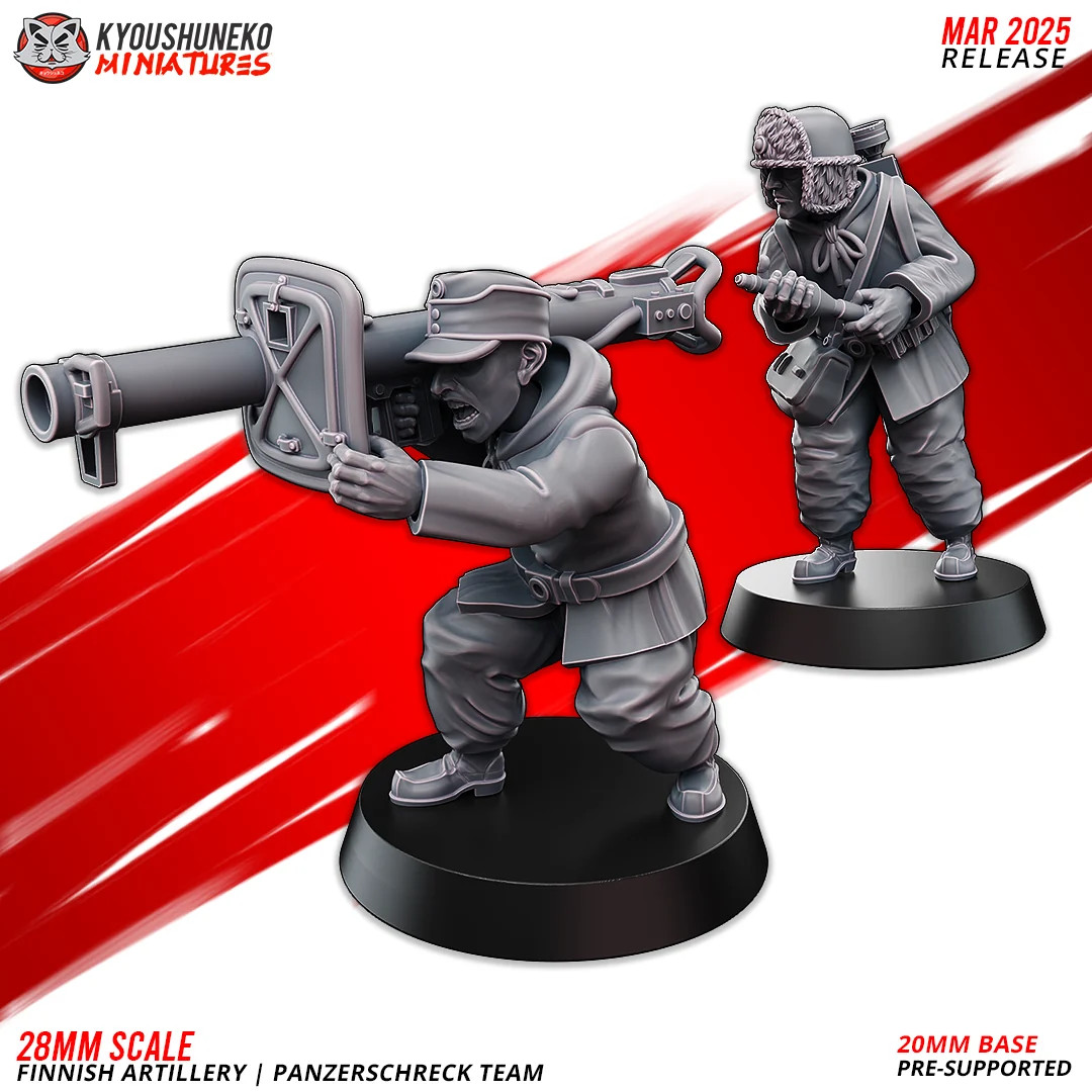 Finnish Winter Infantry - Panzerschreck Team - 15-54mm Resin Tabletop Miniature
