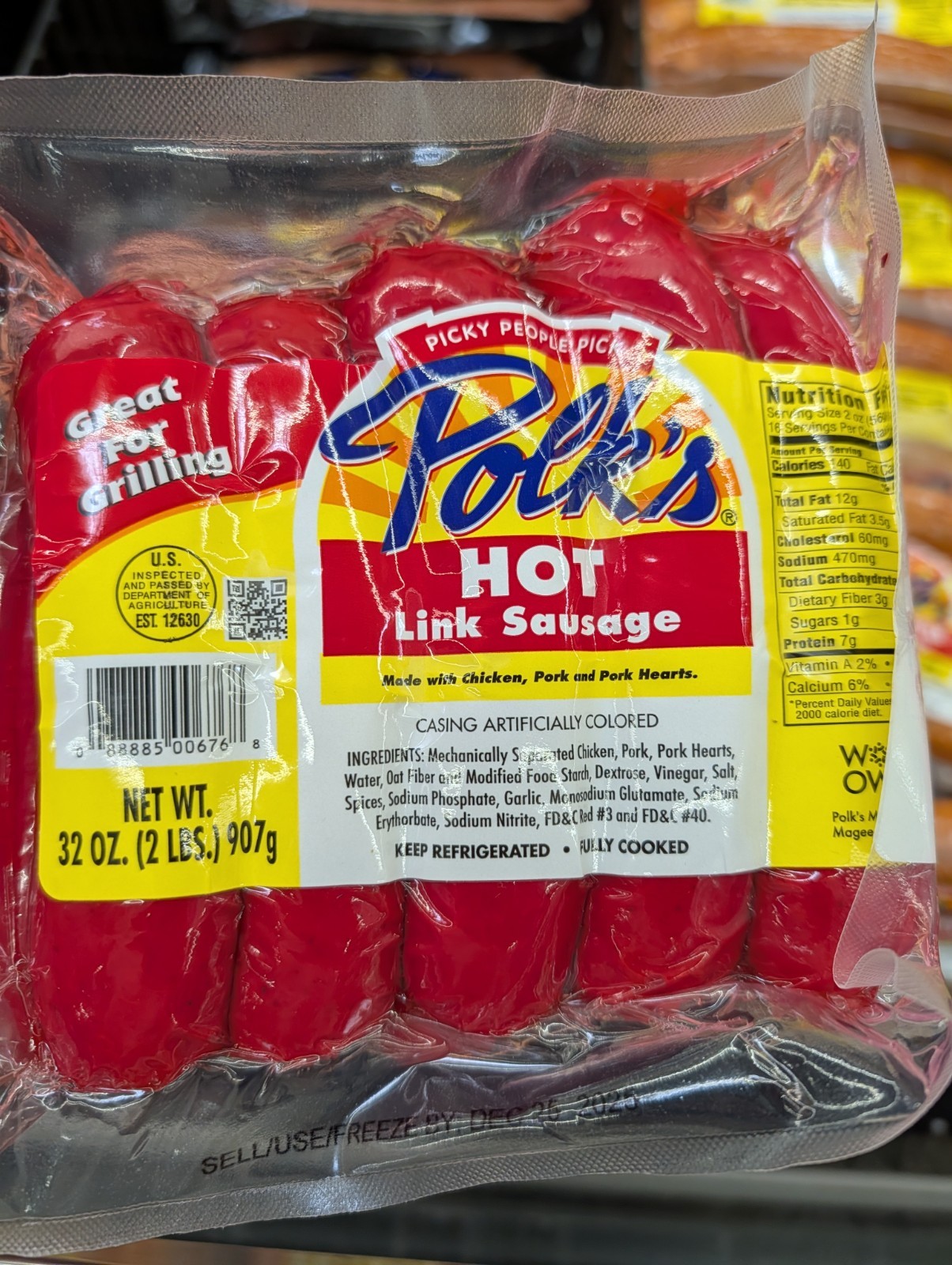 Polk's Hot Link Sausage 2 Lb (2 Pack)