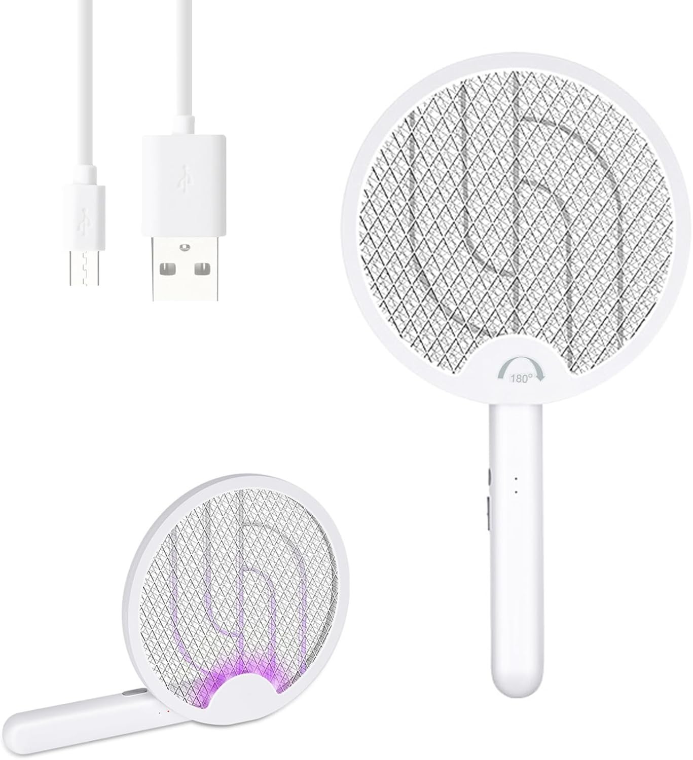 Electric Fly Swatter,Bug Zapper Racket Indoor Rechargeable,Mosquitoes Trap Lamp