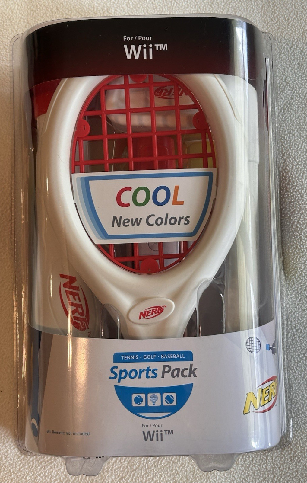Sealed Nerf Sport Pack ~ White (Nintendo Wii) Golf Tennis Baseball Bundle NIP