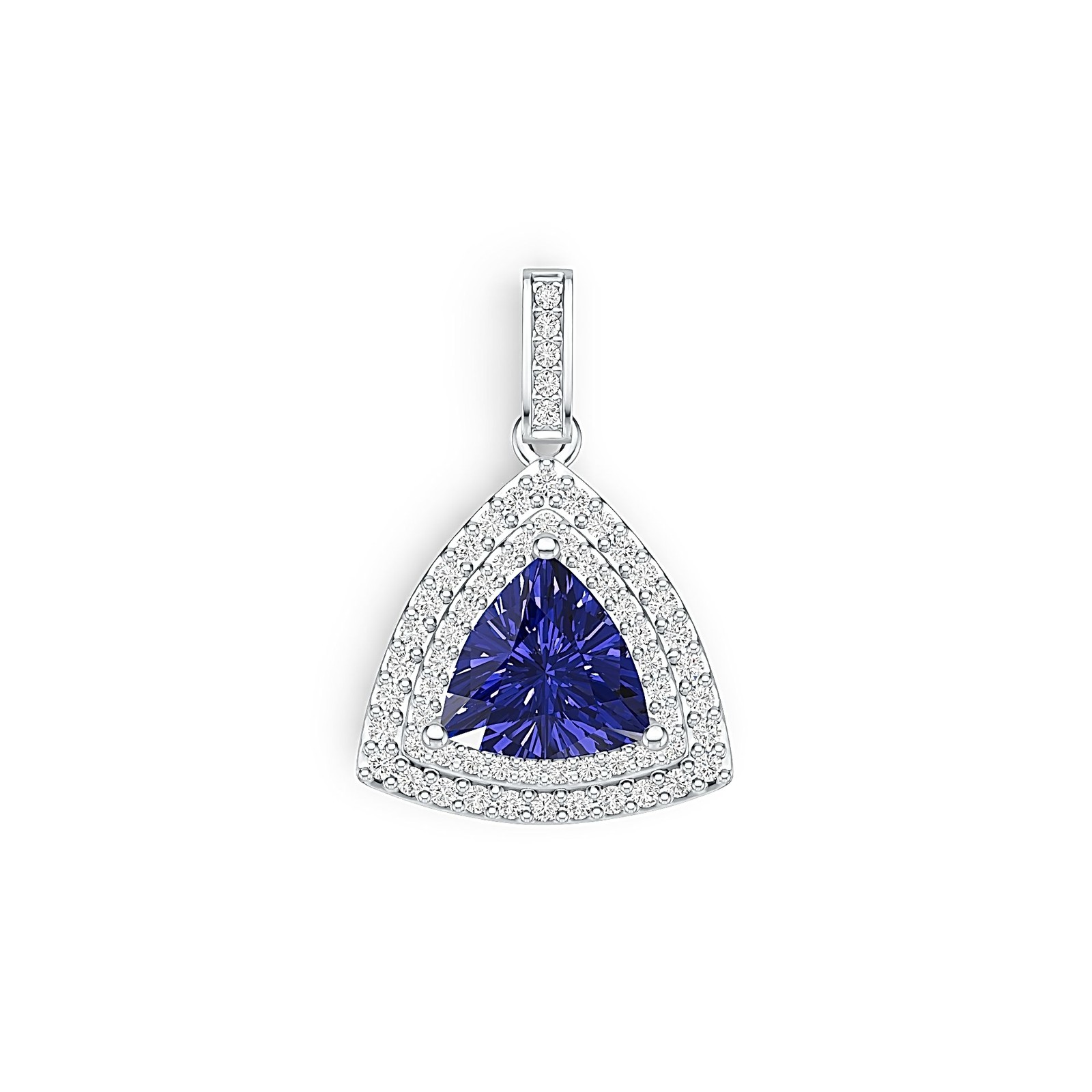 Sterling Silver Semi Mount Pendant Setting Trillion TRI 8X8mm Double Halo