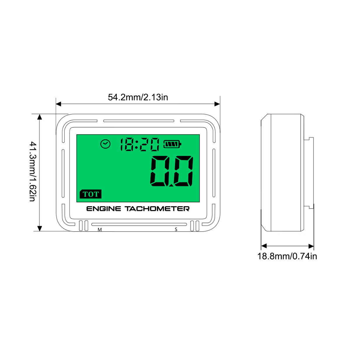 Digital LCD Engine Hour Meter Inductive Tachometer Gauge For Car Boat Motorcycle