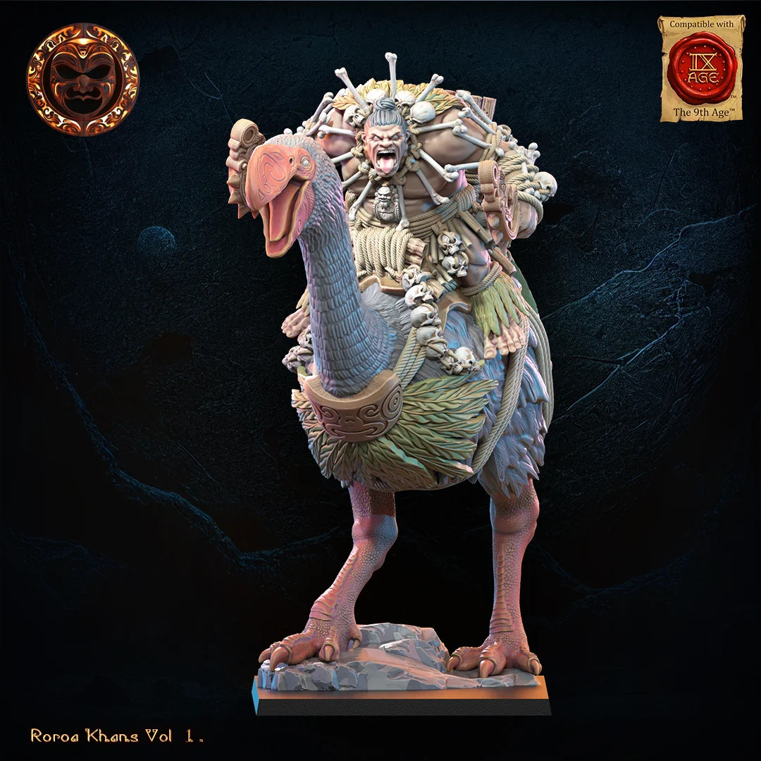 Roroa Ariki on Dromornis - Resin Tabletop Miniature