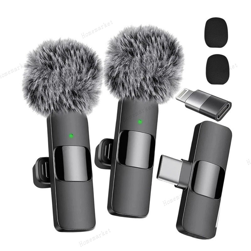 Wireless Microphone Mini Mic for iPhone/Android Phone, LED Display Lavalier Micr