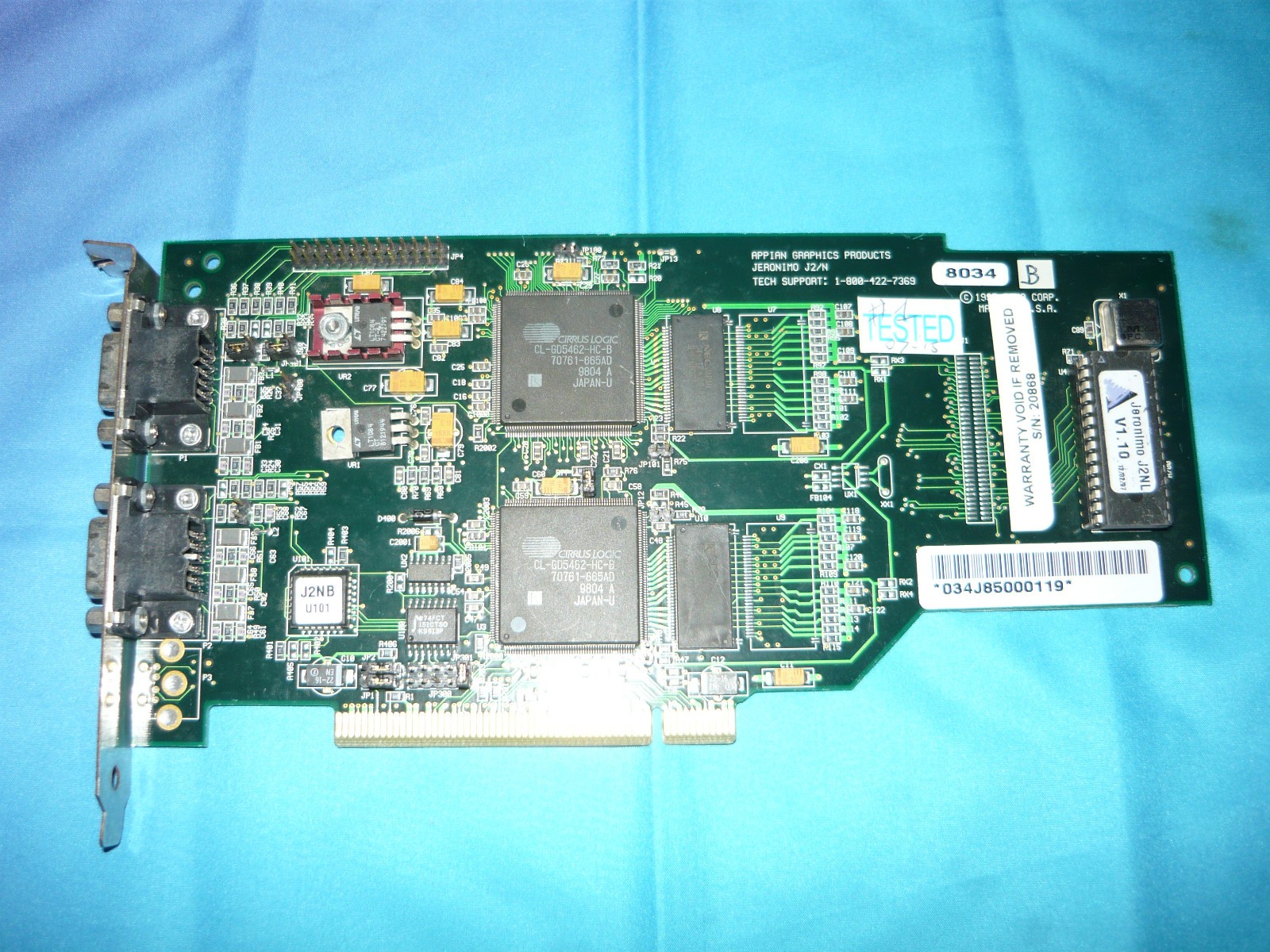 Vintage Appian Graphics Jeronimo J2/N PCI Dual VGA Server Video Card Used Good
