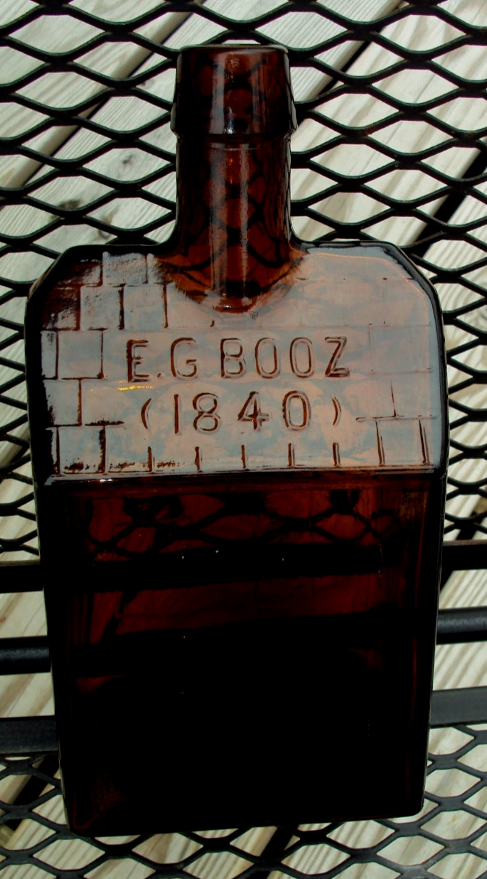 VTG-E.G. Booz (1840) Kentucky Whiskey Cabin Dark Brown MOLD-BLOWN Bottle-EMPTY