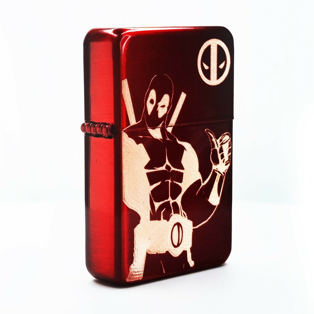 BRAND NEW -  DESIGNED BRUSHED STYLED CIGARETTE PETROL LIGHTER - DEADPOOL