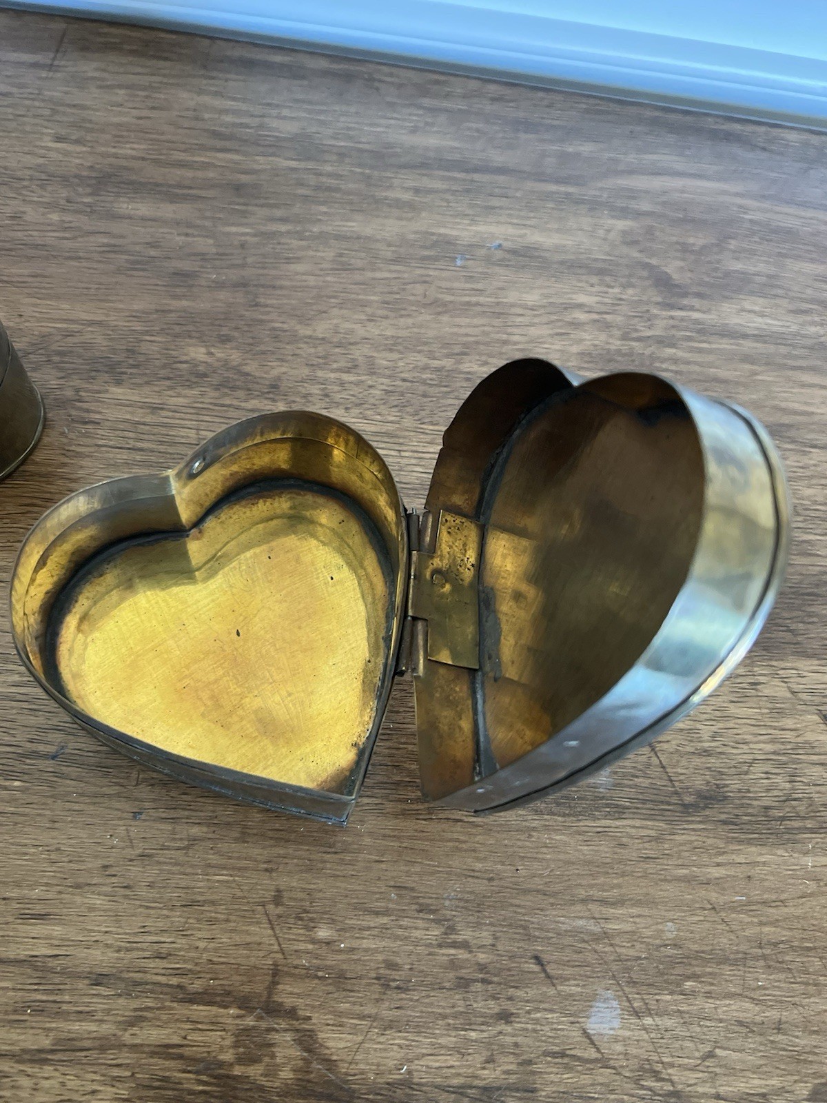 Set Of 2 Heart Shaped Polished Brass Hinged Nesting Boxes