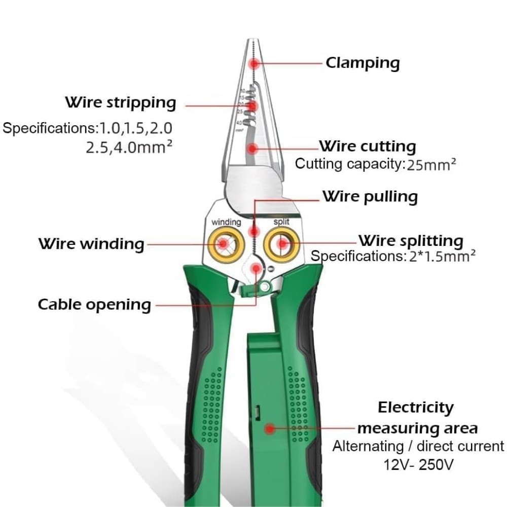 8 In 1 Wire Stripper Twisting for Cutting and Pulling Wires, Cable Scissors