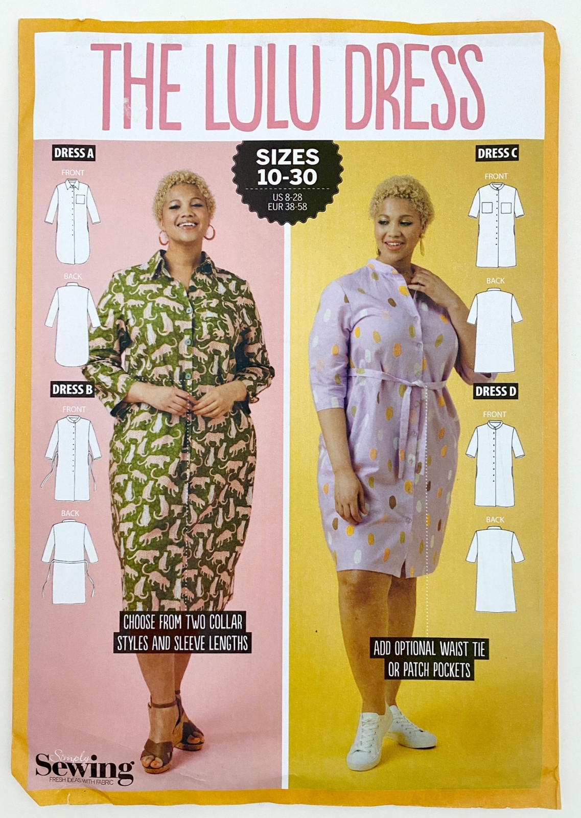 Simply Sew Pattern Loose Fit Button Up Lulu Shirt Dress Sz 8-28 UNCUT