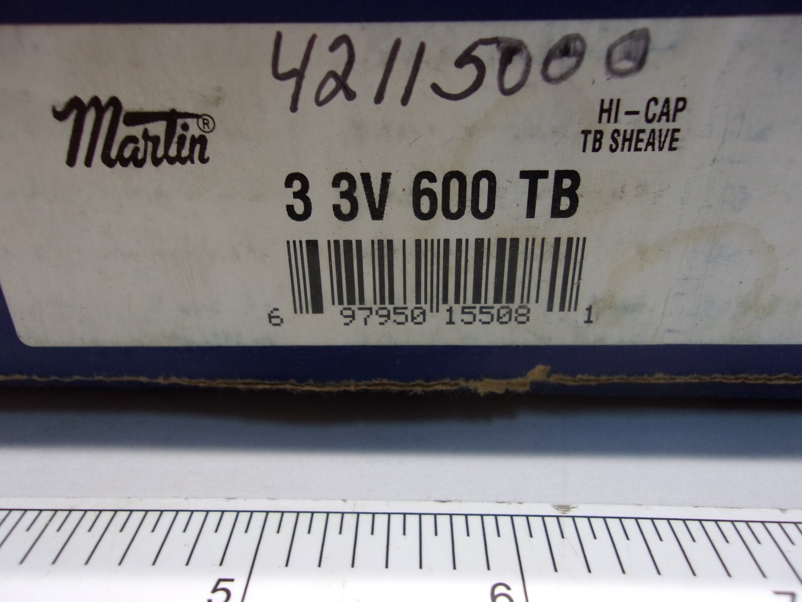 MARTIN 3 3V 600 TB, (2517) HI-CAP TB SHEAVE, 3 GROOVE, 0719A