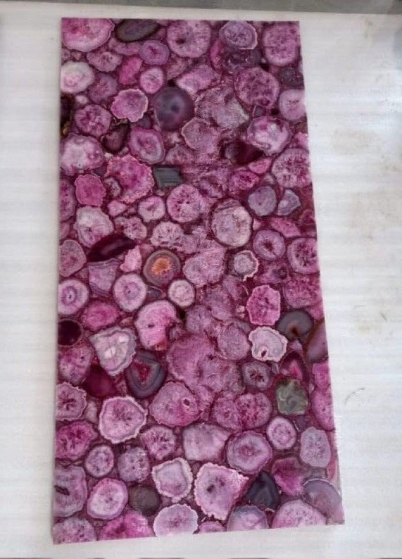 Pink Agate Dining Table Top, Stone Center Table Top, Handmade Home Decor Top
