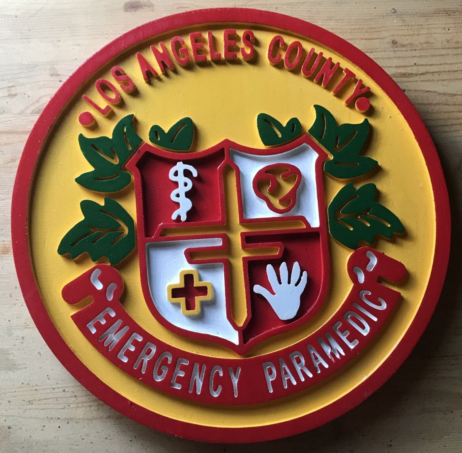 Fire Department Los Angeles Emergency Paramedic wood patch sign plaque